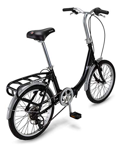 Schwinn Loop Adult Folding Bike, 20′′ Wheels, 7-Speed, Step-Through Frame, with Cargo Rack & Bag