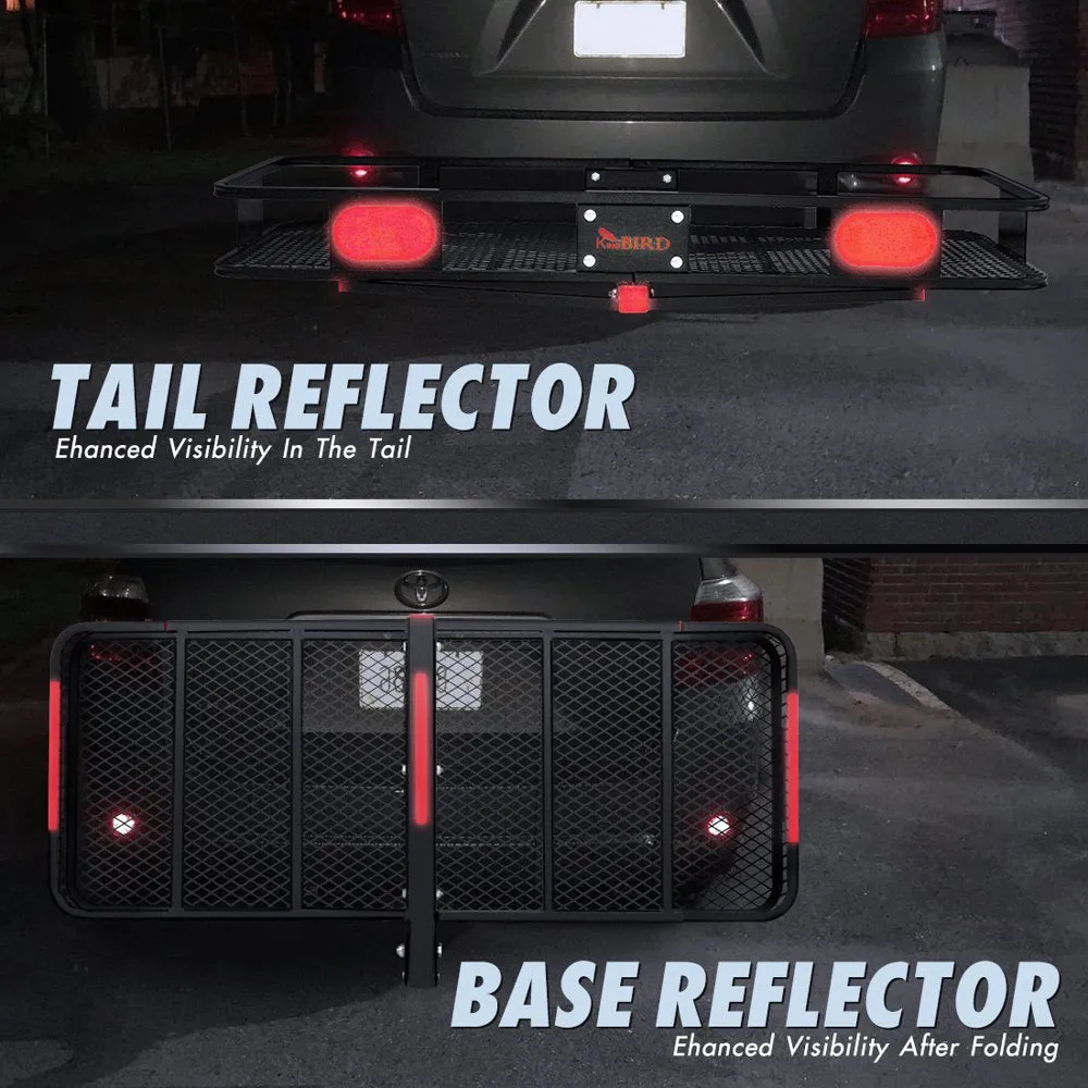 King Bird 60′′x24′′x6′′ Folding Hitch Cargo Carrier with Waterproof Bag & Straps, 550 lbs Capacity, Fits 2′′ Receiver