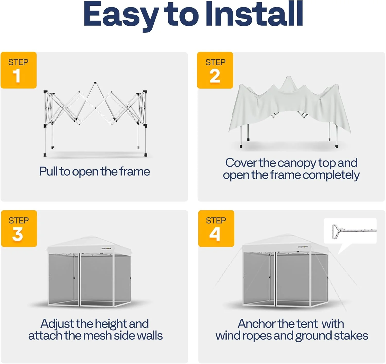 10x10ft Easy Pop-Up Canopy, Outdoor Screen Tent with Mosquito Netting, 2 Zipper Doors, and Roller Bag for Yard Camping Picnic Party Events, Beige