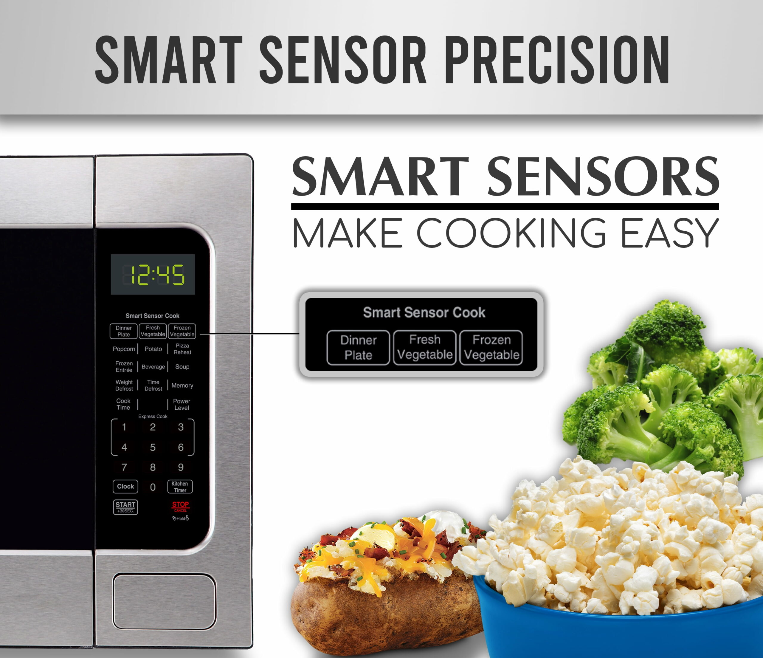 Farberware Professional 2.2 Cu. Ft. Stainless Steel Microwave Oven, 1200W, LED Display, Sensor Cooking, Child Lock