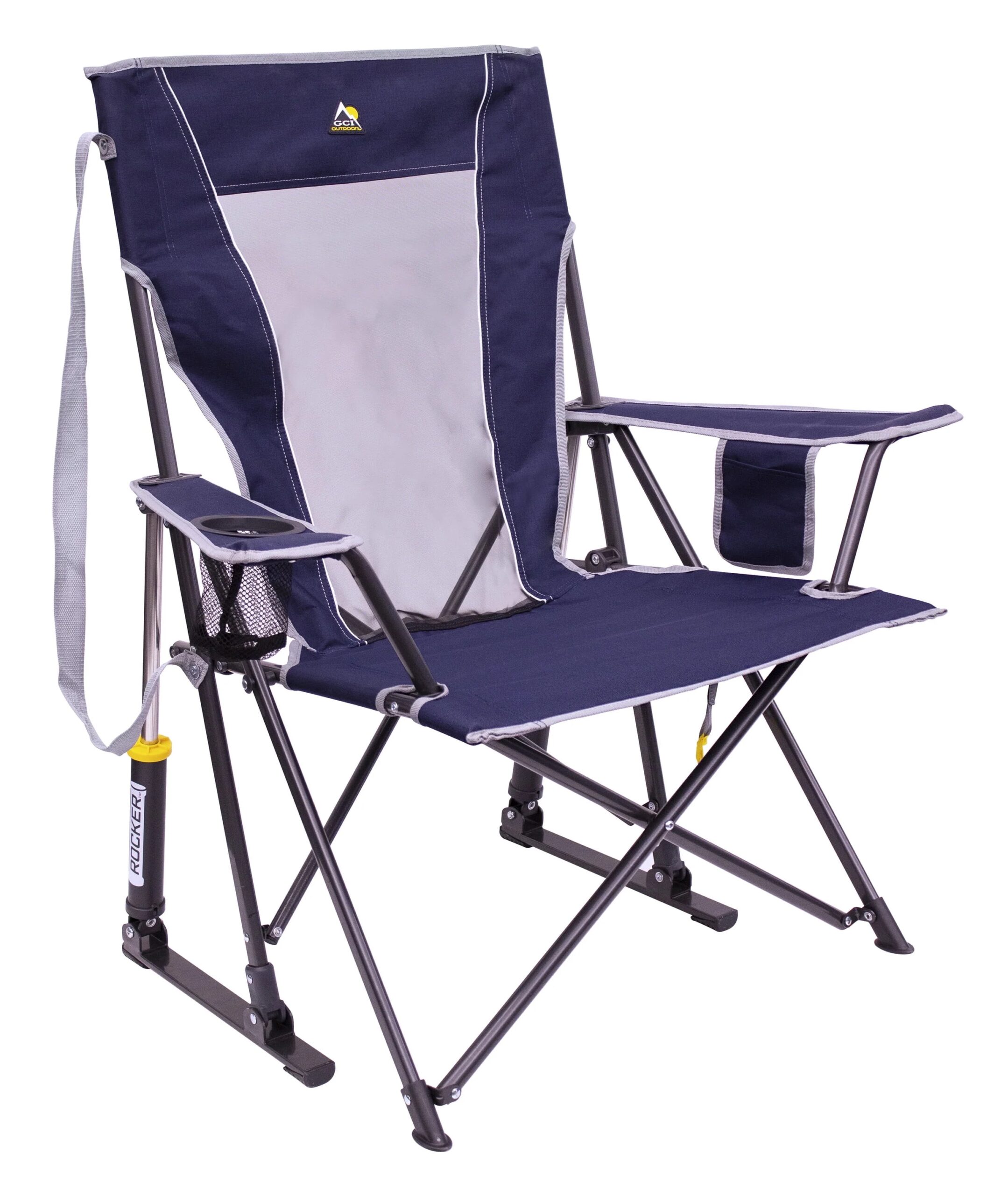 GCI Outdoor Comfort Pro Rocker Foldable Camp Chair, Indigo – Durable, Portable, with Beverage Holder & Phone Pocket