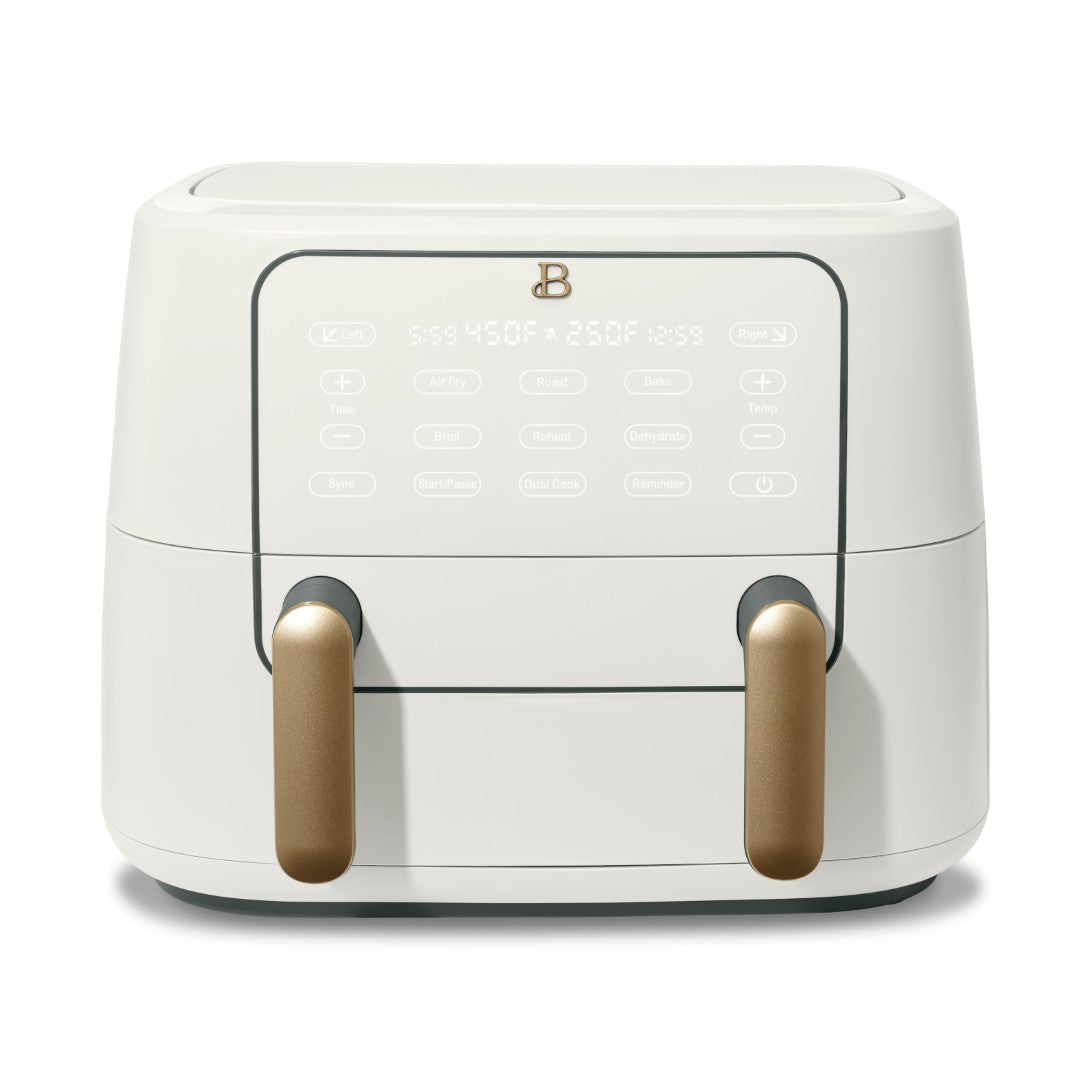 Beautiful 9QT TriZone Air Fryer by Drew Barrymore, Dual Cooking Zones, White Icing, Versatile 1700W Kitchen Appliance