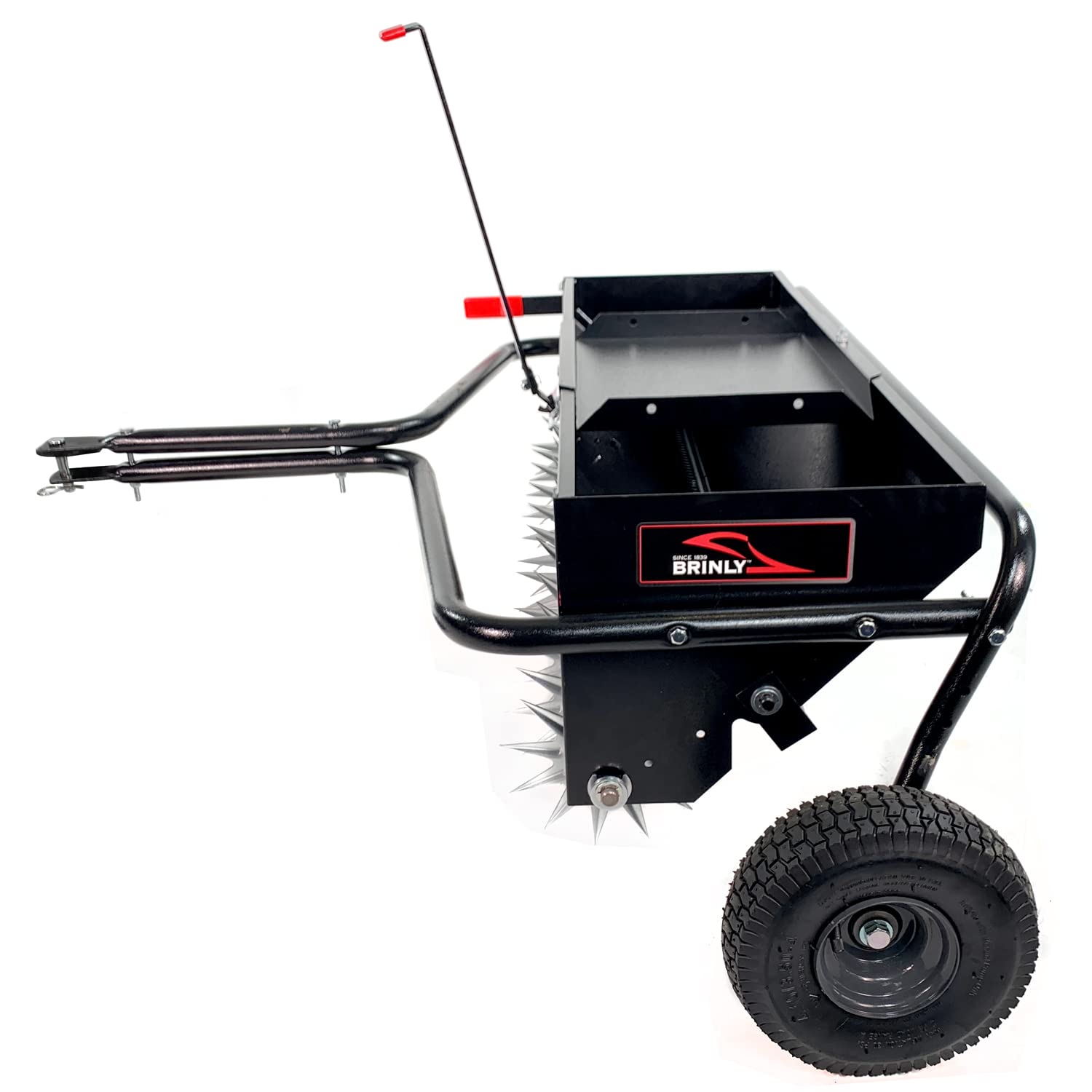 Brinly AS2-40BH-P Lawn Aerator Spreader, 2-in-1 Steel Design, 100 lb Capacity, Efficient Lawn Care