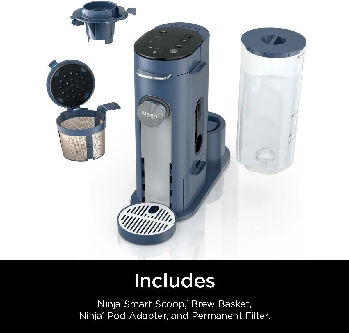 Ninja Pods & Grounds Single-Serve Coffee Maker, K-Cup Pod Compatible, Brews Grounds, Compact Design, 56-oz. Reservoir, 6-oz. Cup to 24-oz. Travel Mug Brew Sizes, Iced Coffee Maker, Stone, PB041ST