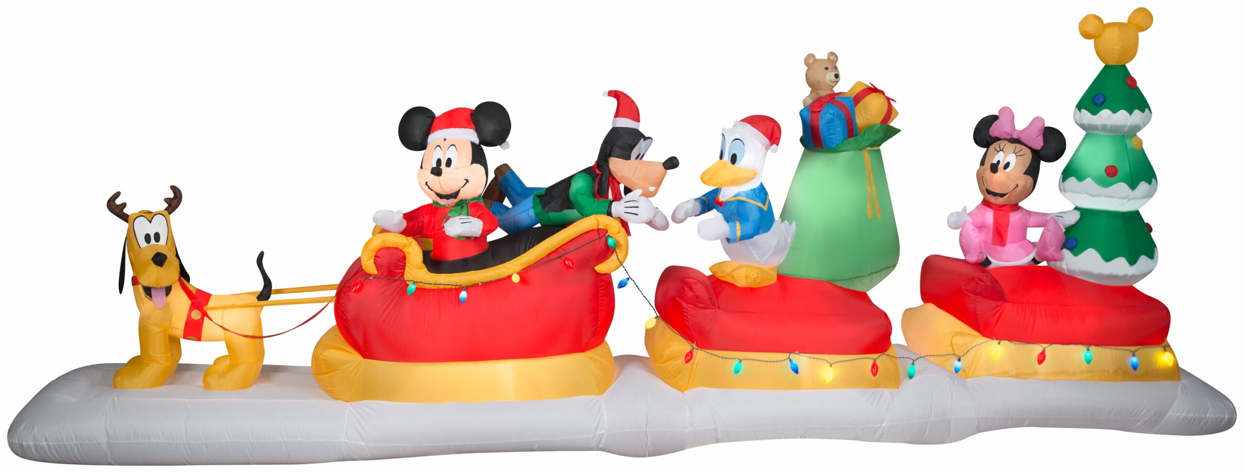 Gemmy Disney 6ft Animated Mickey & Friends Sleigh Inflatable with Lights for Christmas Decor