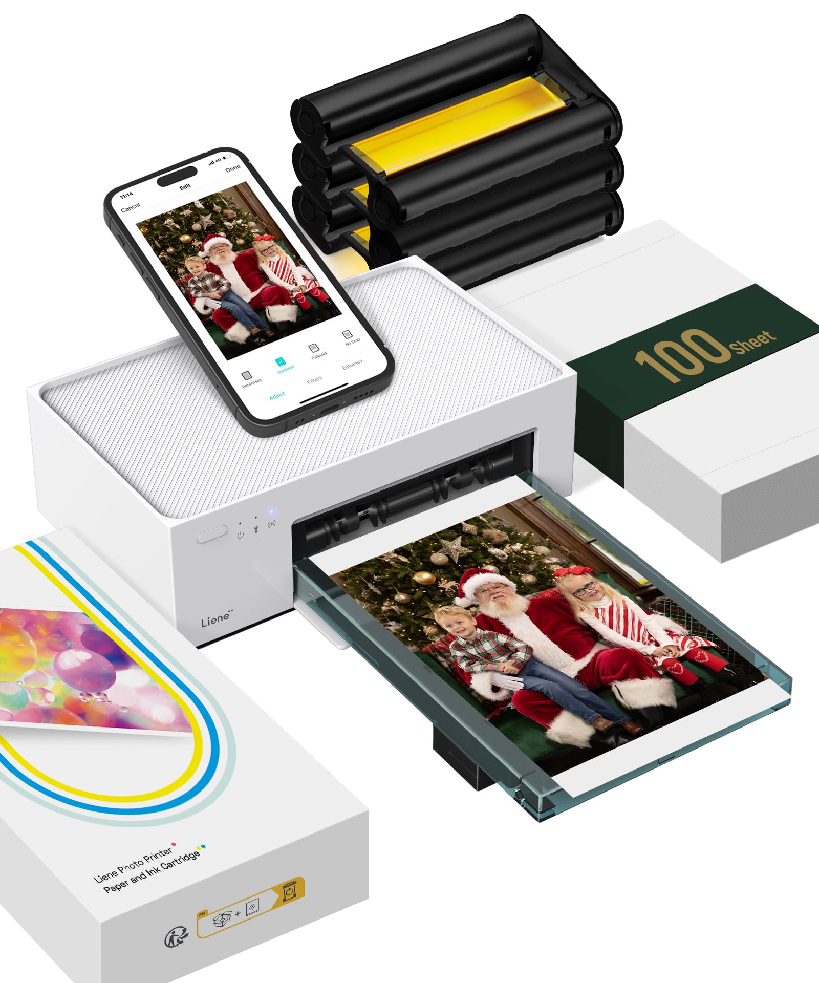 Liene 4×6 Photo Printer with Wi-Fi, 100 Sheets, Thermal-Dye Sublimation, for iPhone & Android