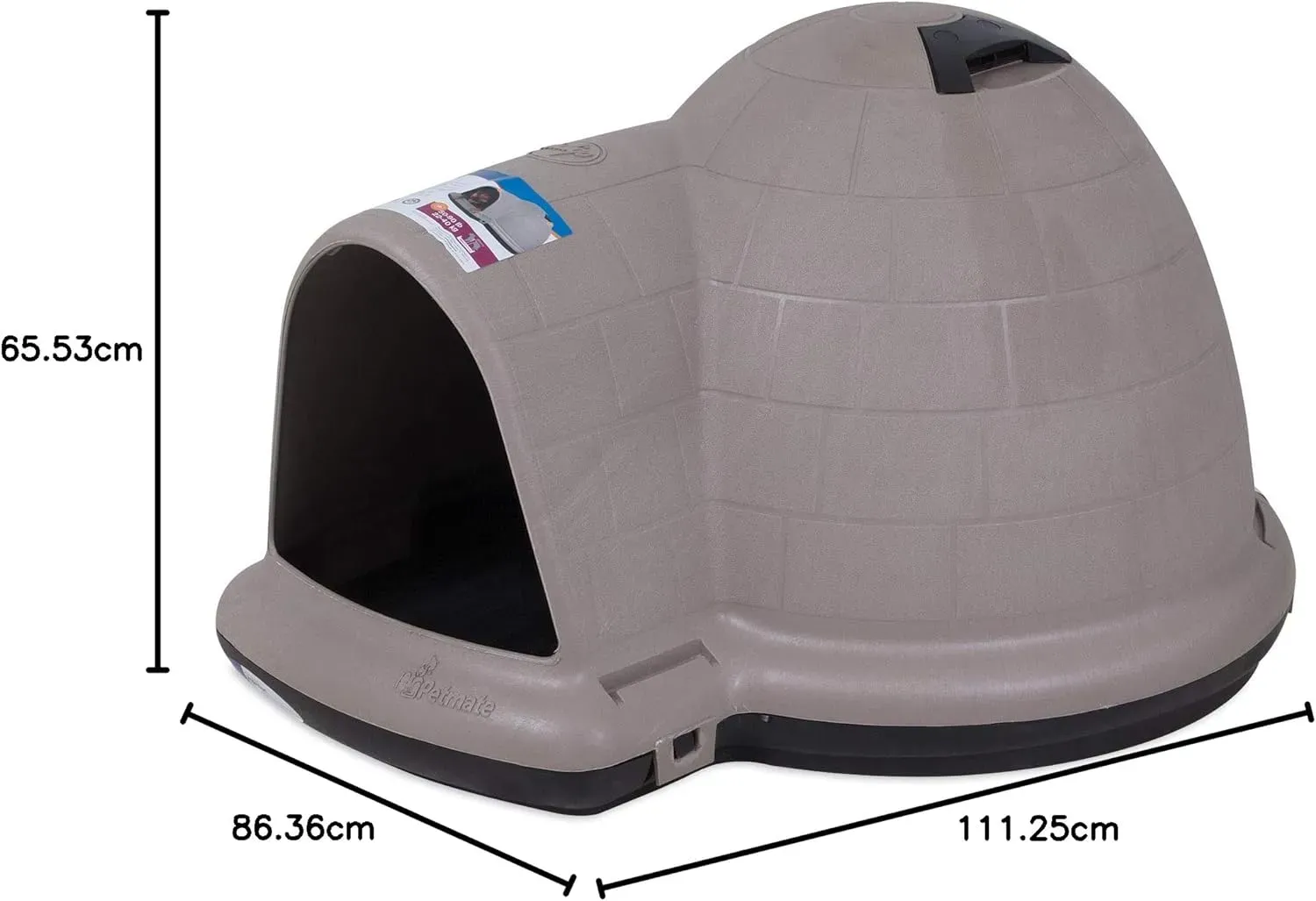 Petmate Indigo Dog House (Igloo Dog House, Made in USA with 90% Recycled Materials, All-Weather Protection Pet Shelter) for XL Dogs -90 to 125 pounds, Made in USA