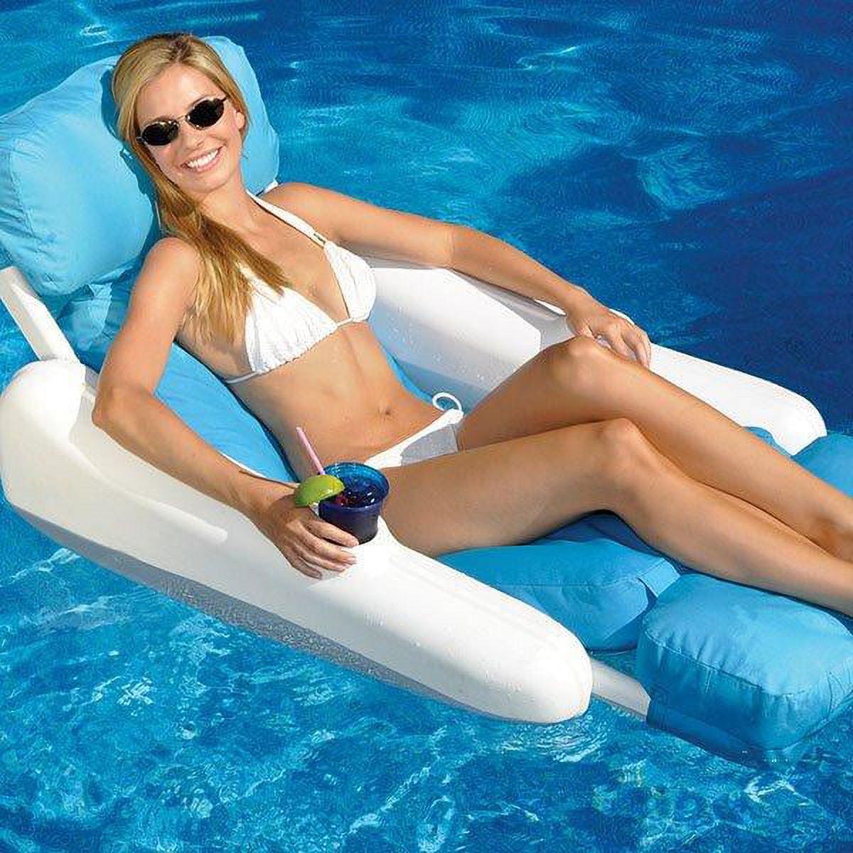 Swimline Sunchaser SunSoft Luxury Lounger Pool Float with Cushioned Comfort & Cupholders