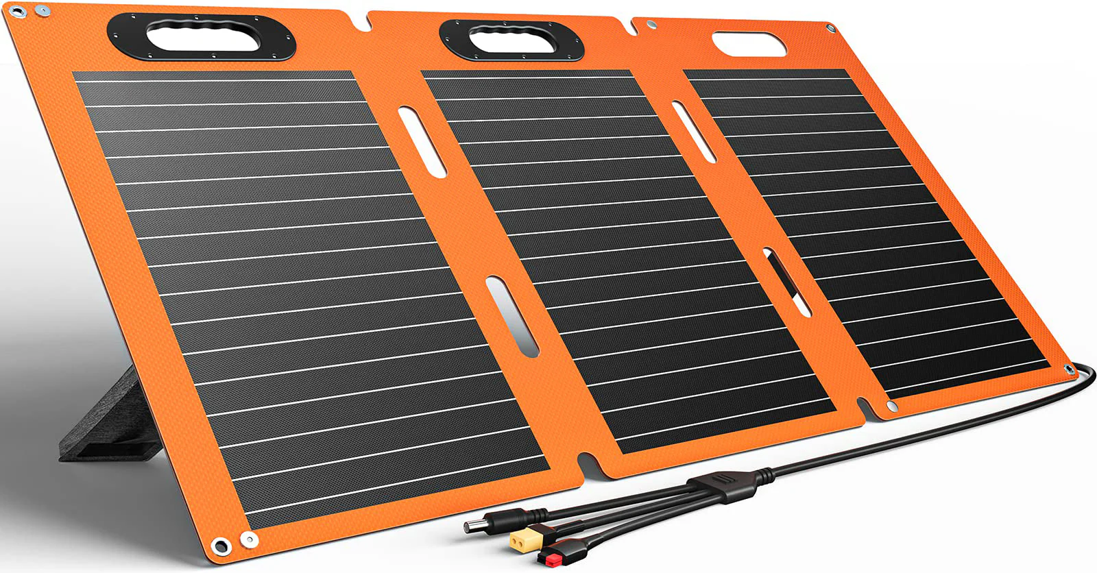 3-in-1 Output Cords Solar Panel Charger with Adjustable Foot Pedal for Homes, Camping