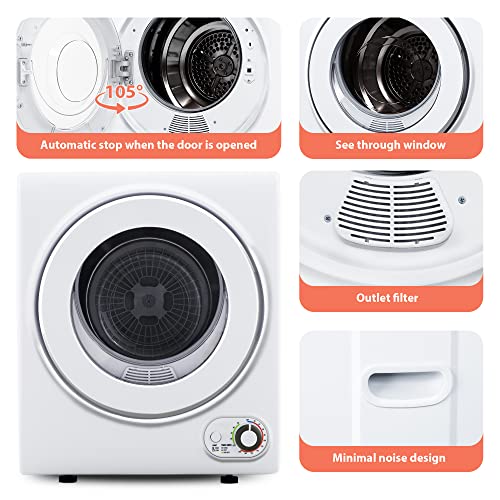 Euhomy Compact 850W Portable Clothes Dryer, 1.5 cu.ft, Quiet, Multi-Setting, Wall-Mountable, Ideal for Small Spaces