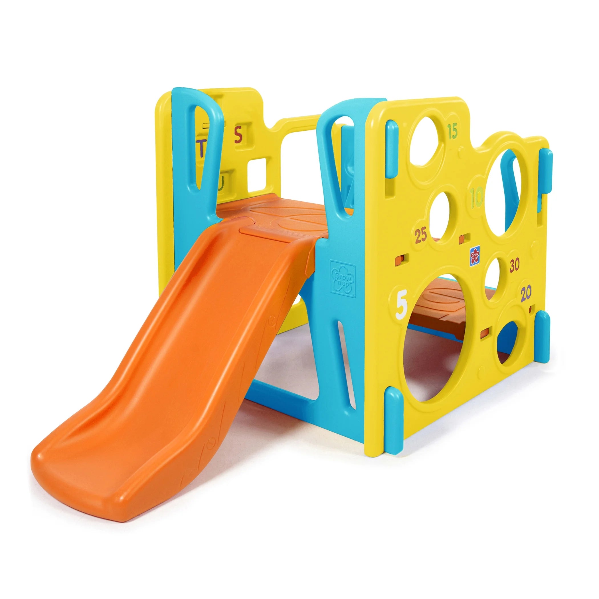 Grow’n Up Climb ‘n Explore Play Gym for Indoor/Outdoor Use, Ages 18-48 Months, with Slide, Basketball & Climbing Features