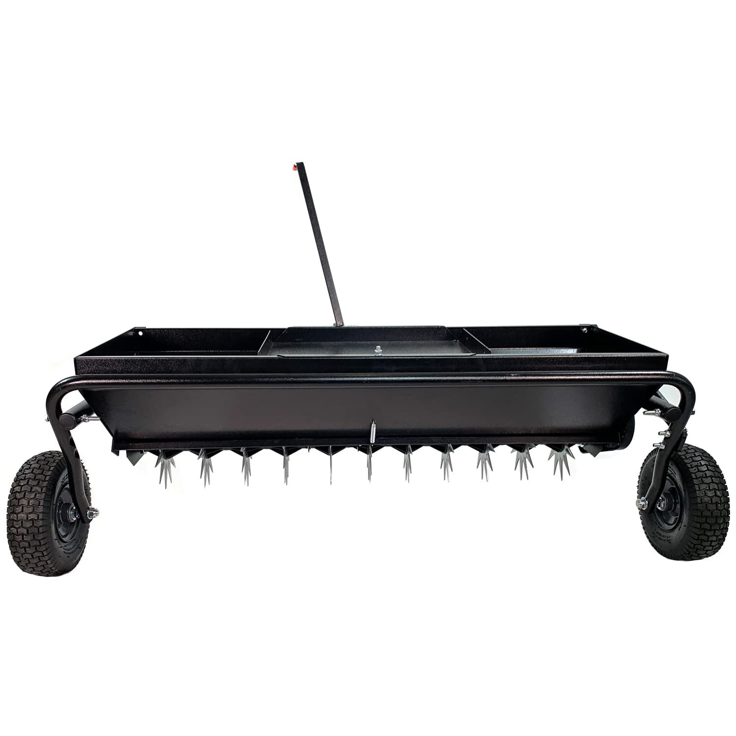 Brinly AS2-40BH-P Lawn Aerator Spreader, 2-in-1 Steel Design, 100 lb Capacity, Efficient Lawn Care