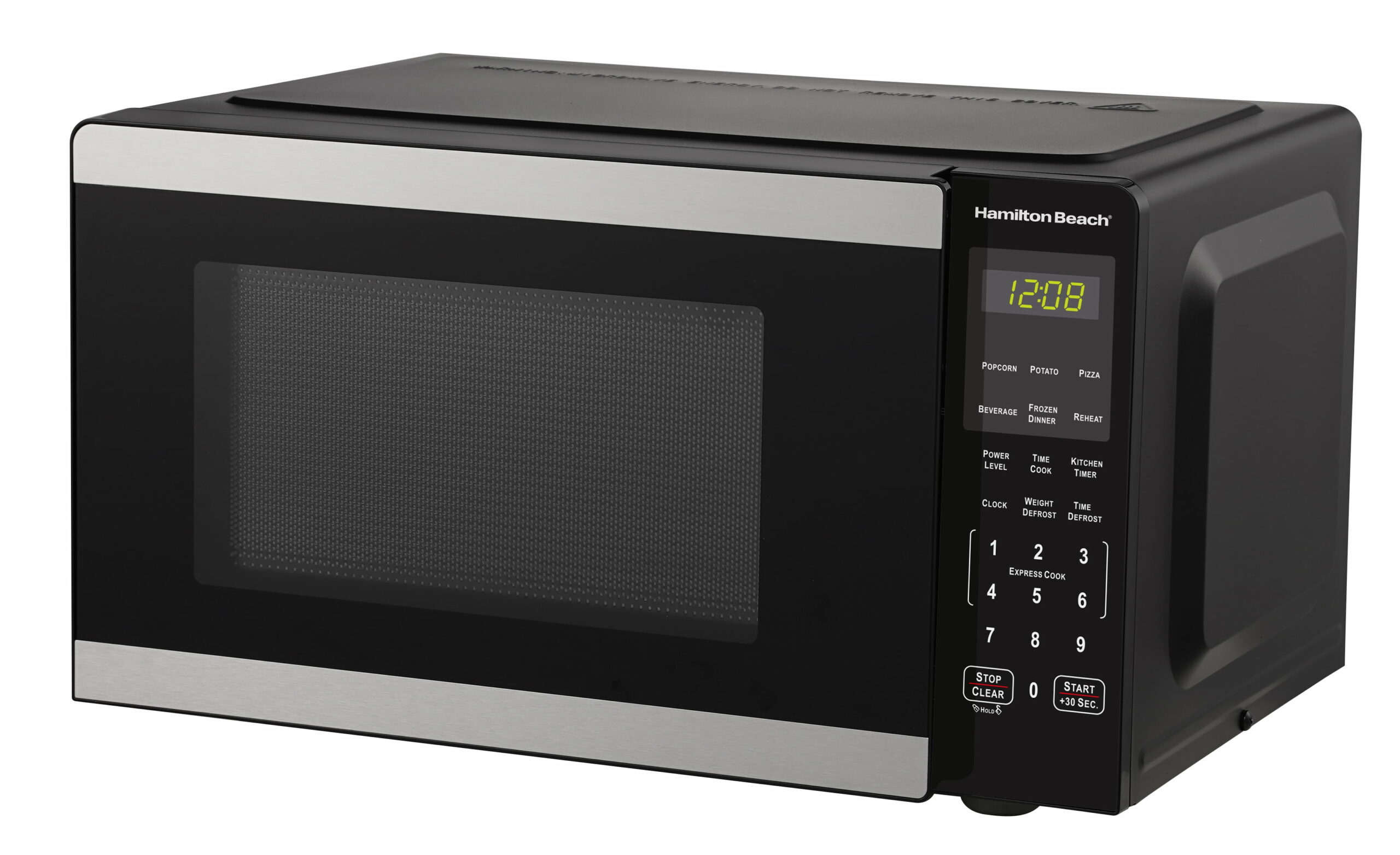 Hamilton Beach 0.9 Cu Ft 900W Stainless Steel Countertop Microwave Oven with Auto-Cook & Child Lock