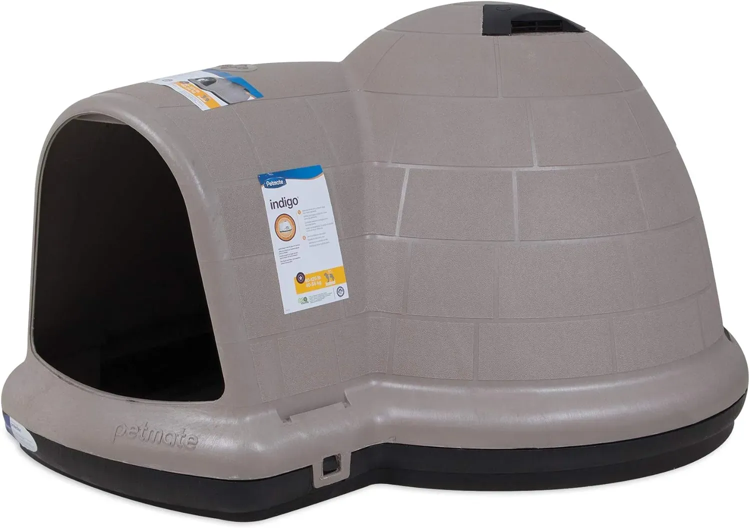 Petmate Indigo Dog House (Igloo Dog House, Made in USA with 90% Recycled Materials, All-Weather Protection Pet Shelter) for XL Dogs -90 to 125 pounds, Made in USA