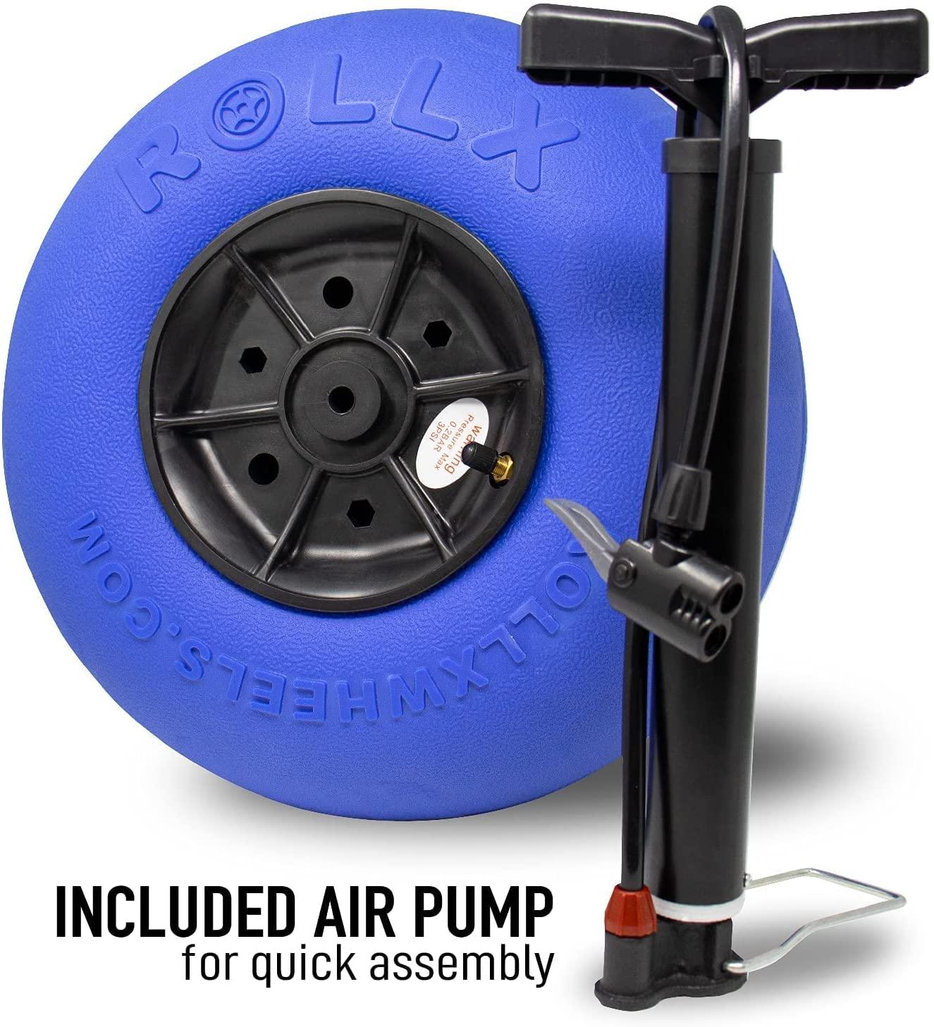 RollX Foldable Beach Cart with 12′′ Balloon Wheels, Mesh Storage & Umbrella Holder – Blue