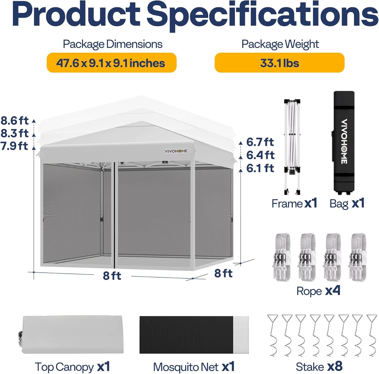 10x10ft Easy Pop-Up Canopy, Outdoor Screen Tent with Mosquito Netting, 2 Zipper Doors, and Roller Bag for Yard Camping Picnic Party Events, Beige