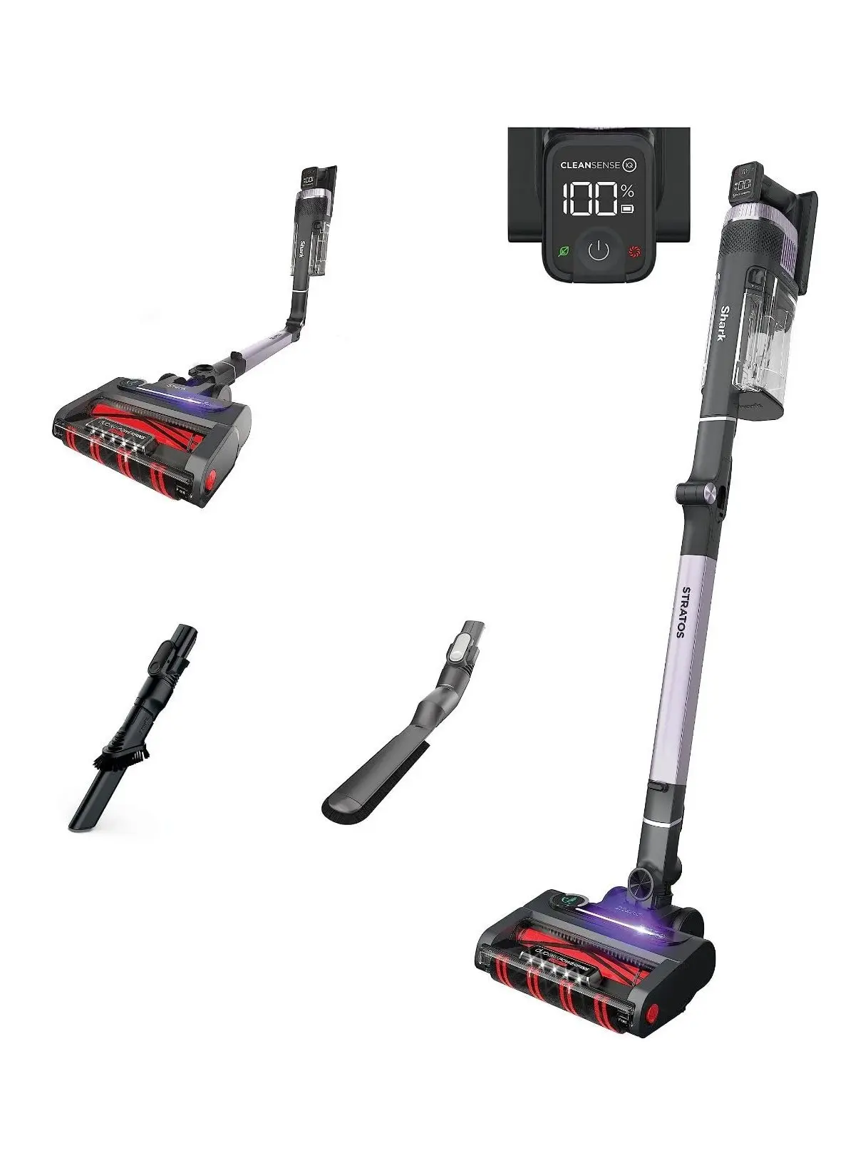 Shark Stratos Cordless Stick Vacuum, Clean Sense IQ, DuoClean PowerFins, 60 Min Runtime, HEPA, Ash Purple