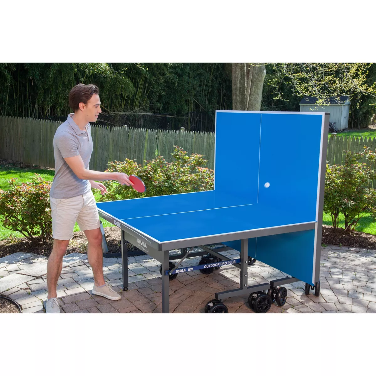 JOOLA Nova Pro Plus Outdoor Table Tennis Table with Weatherproof Net, 9×5 ft, Foldable, Aluminum Surface