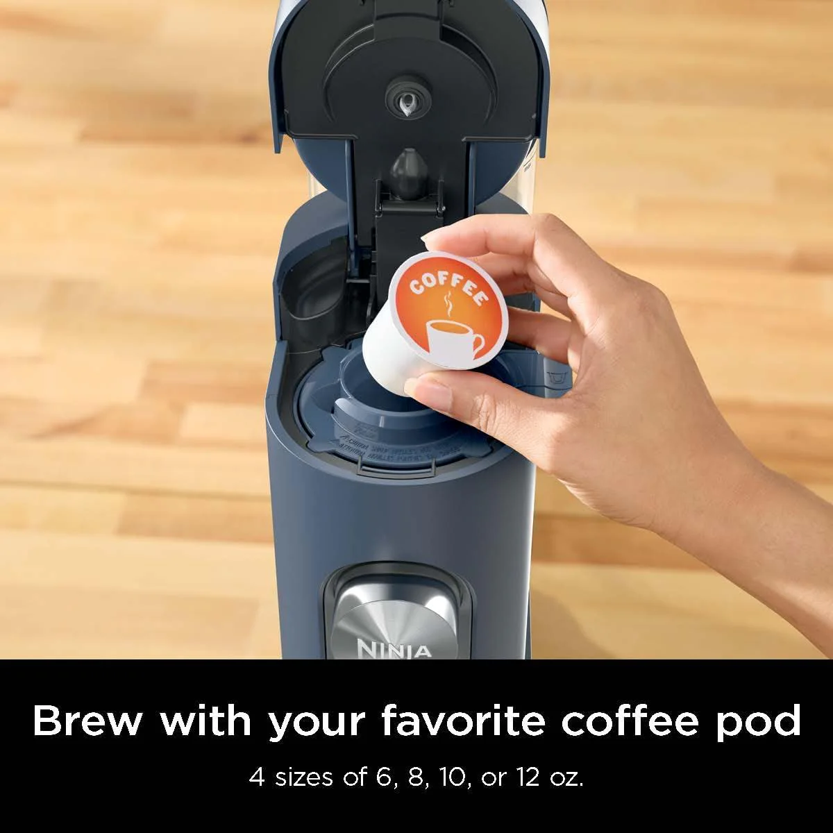 Ninja Pods & Grounds Single-Serve Coffee Maker, K-Cup Pod Compatible, Brews Grounds, Compact Design, 56-oz. Reservoir, 6-oz. Cup to 24-oz. Travel Mug Brew Sizes, Iced Coffee Maker, Stone, PB041ST
