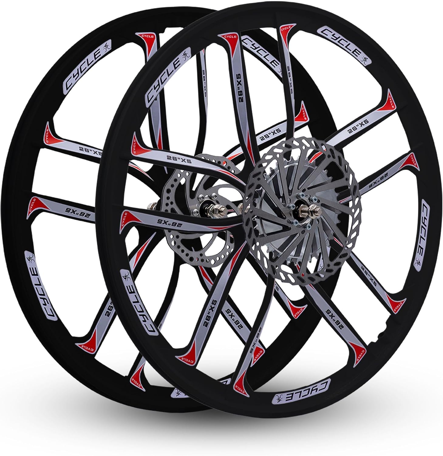 BBR Tuning 26′′ Heavy Duty 10-Spoke STAR Mag Wheel Set for Motorized Bikes, Disc Brake Compatible, Durable & Stylish Design