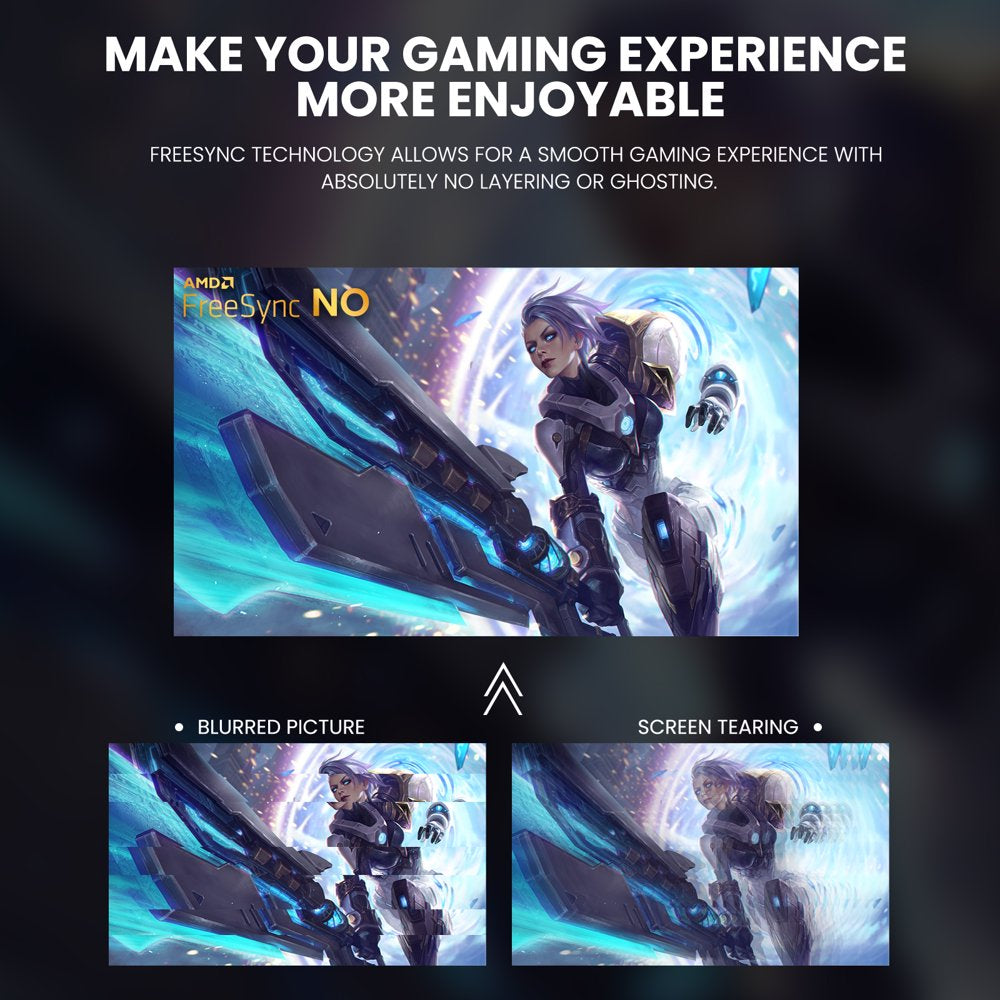 CRUA 24′′ Curved Gaming Monitor, 180Hz FHD 1080P, AMD FreeSync, Low Blue Light, HDMI/DP Ports, Black