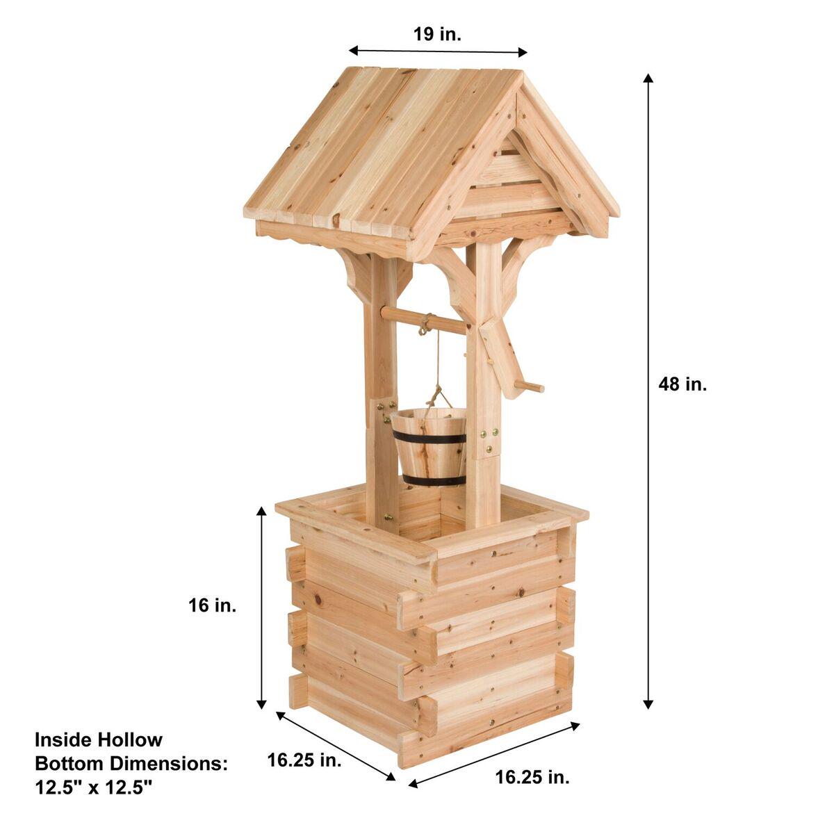 Shine Company Decorative Cedar Wishing Well, 48′′ Brown Wood, Garden Ornament