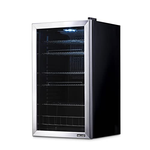 NewAir AB-1200 Mini Fridge, 126-Can Capacity, Reversible Glass Door, Adjustable Shelves, Stainless Steel Frame