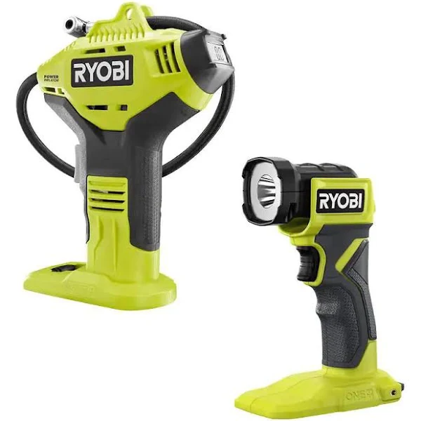 RYOBI ONE+ 18V Cordless Combo Kit: High Pressure Inflator & LED Light
