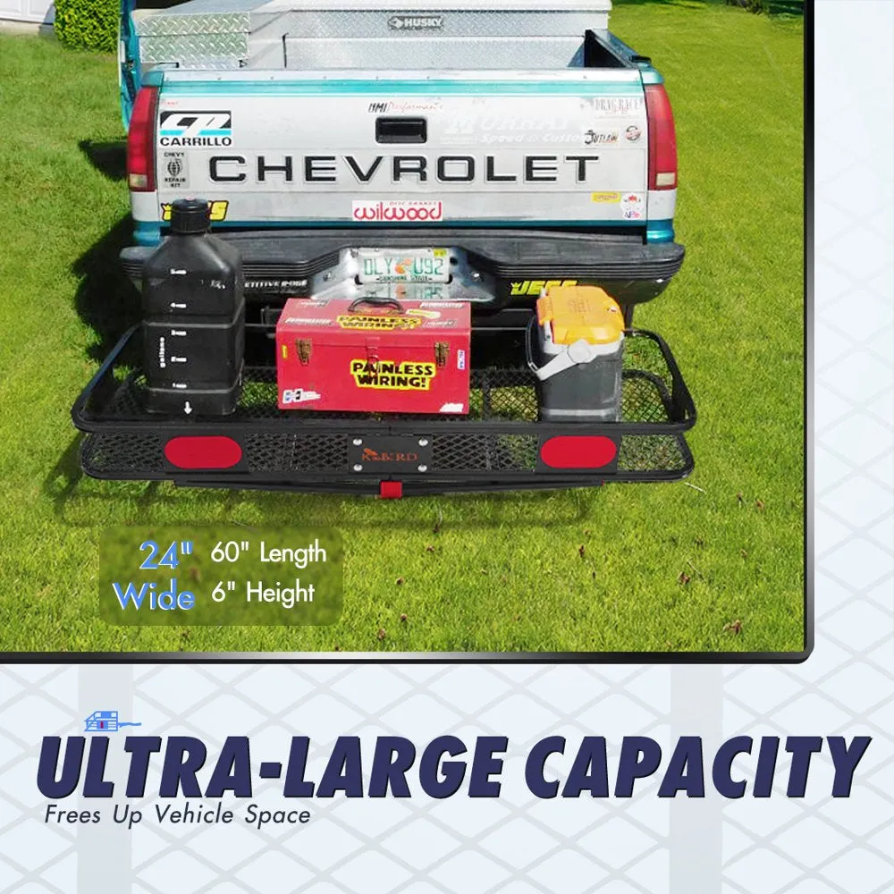 King Bird 60′′x24′′x6′′ Folding Hitch Cargo Carrier with Waterproof Bag & Straps, 550 lbs Capacity, Fits 2′′ Receiver