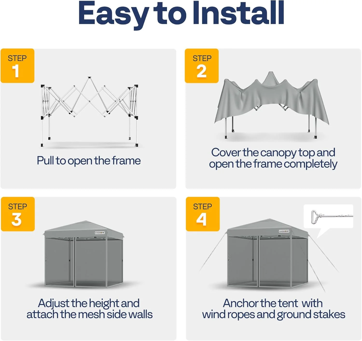 10x10ft Easy Pop-Up Canopy, Outdoor Screen Tent with Mosquito Netting, 2 Zipper Doors, and Roller Bag for Yard Camping Picnic Party Events, Beige