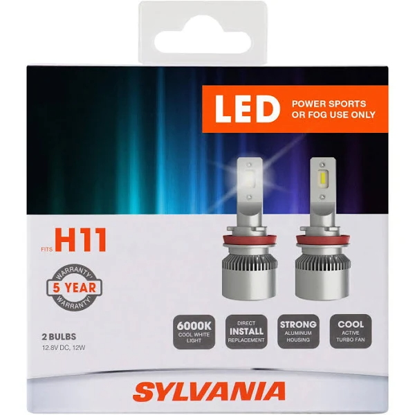 Sylvania H11 LED Fog Light Bulb, 6000K White, Durable Design, Advanced Heat Sink, Easy Install