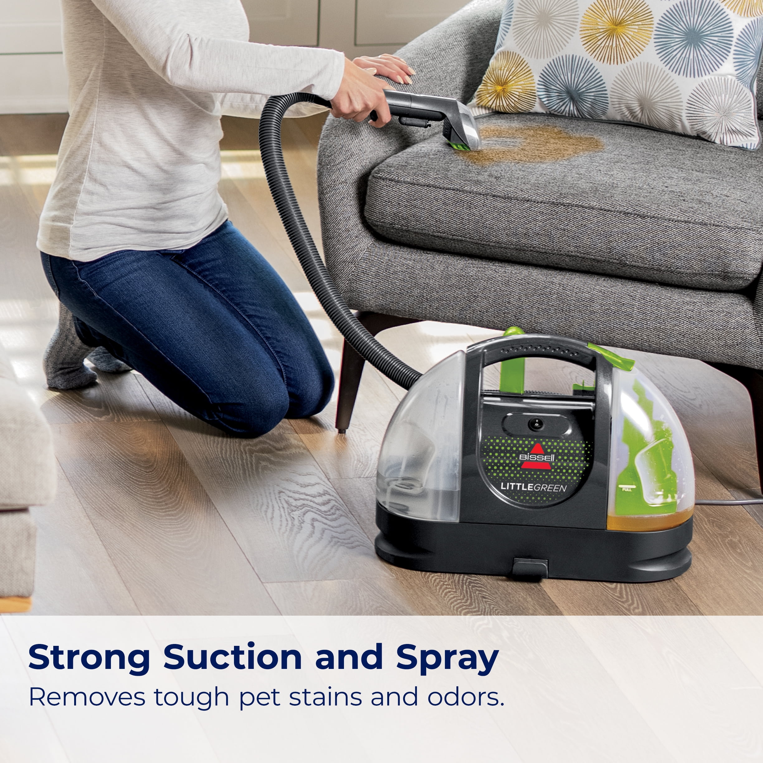 BISSELL Little Green Portable Carpet & Upholstery Cleaner, Strong Suction, Large Tank, Includes Stain Tool & Formula
