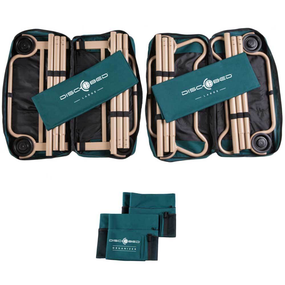 Disc-O-Bed Large Cam-O-Bunk Double Cot with Storage Organizers, Green