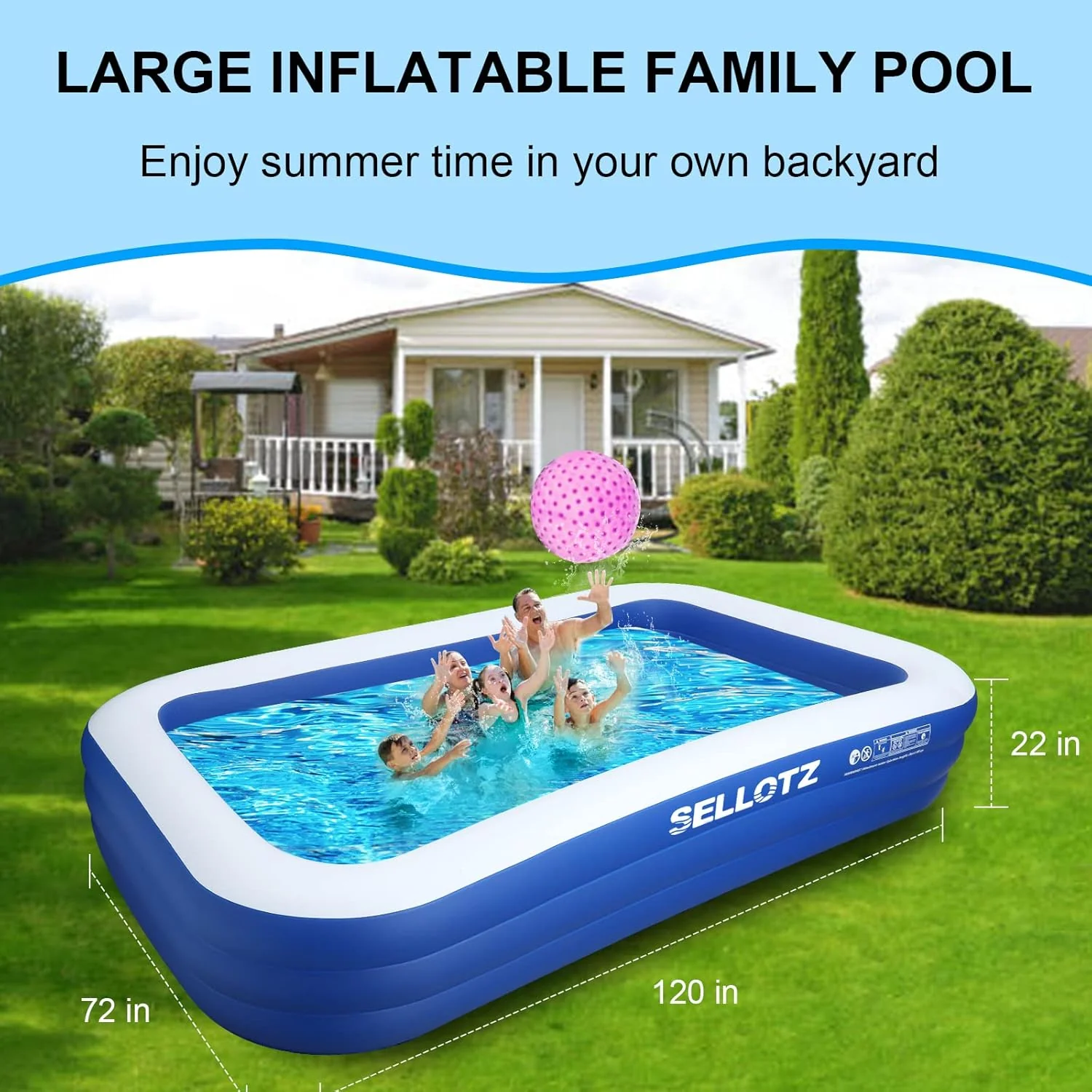Inflatable Pool for Kids and Adults, 120