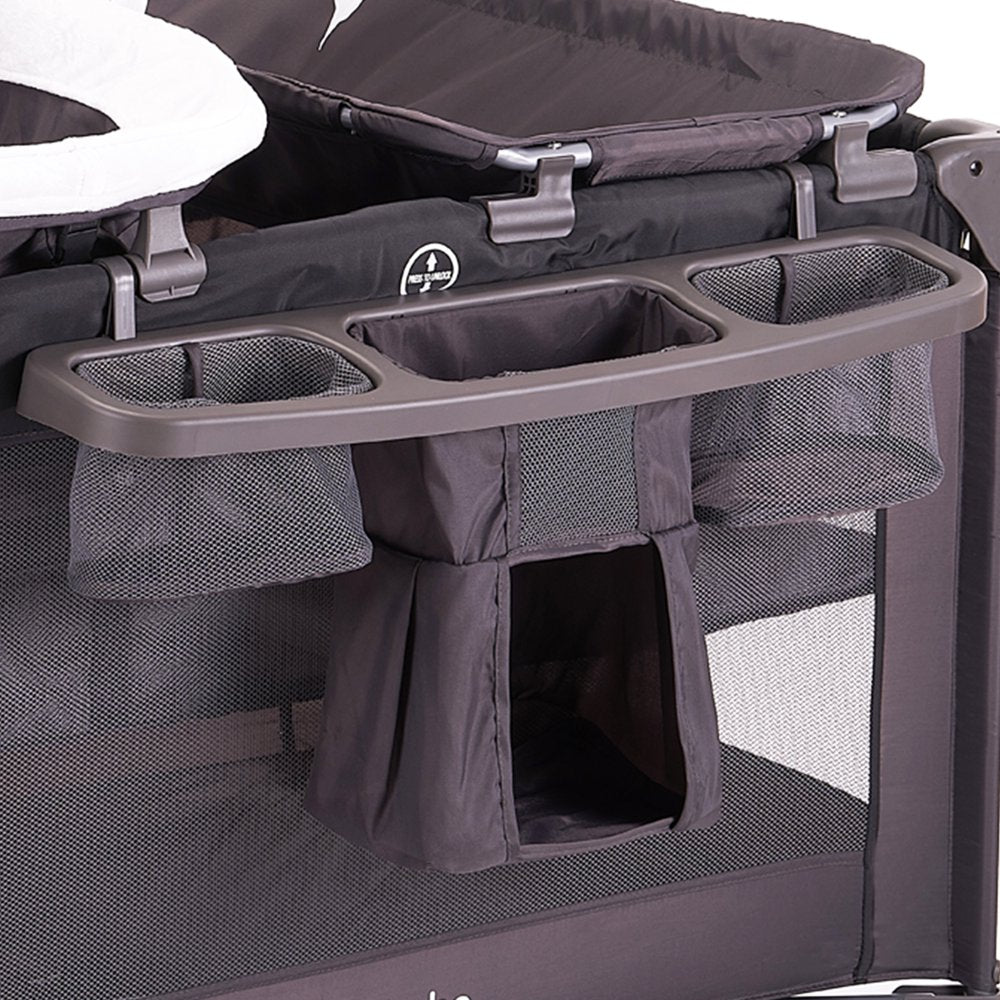 Pamo Babe Unisex Baby Playard with Bassinet, Changing Table & Toys – Portable Nursery Center