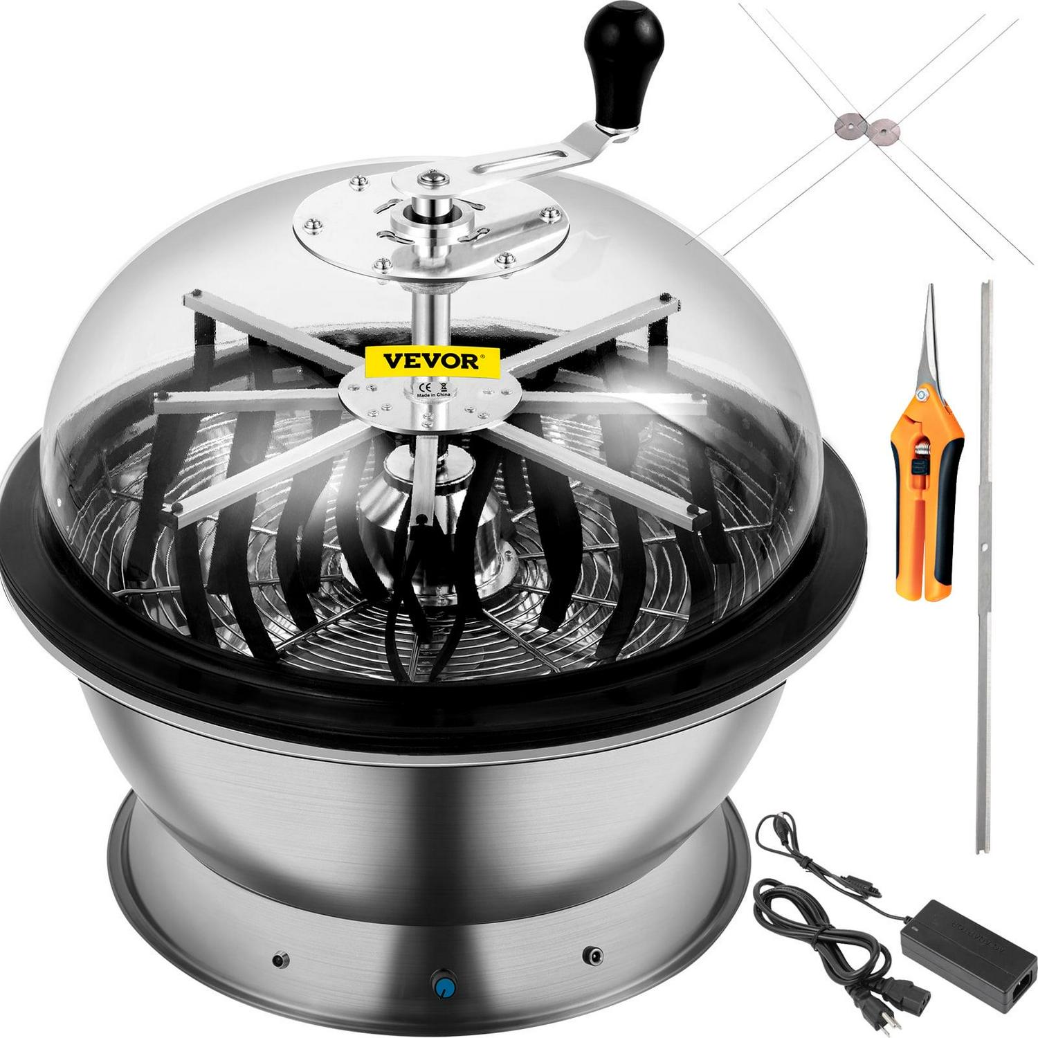 VEVOR 24′′ Electric & Manual Bowl Leaf Trimmer, Stainless Steel, Clear Cover, Efficient Bud & Flower Cutting