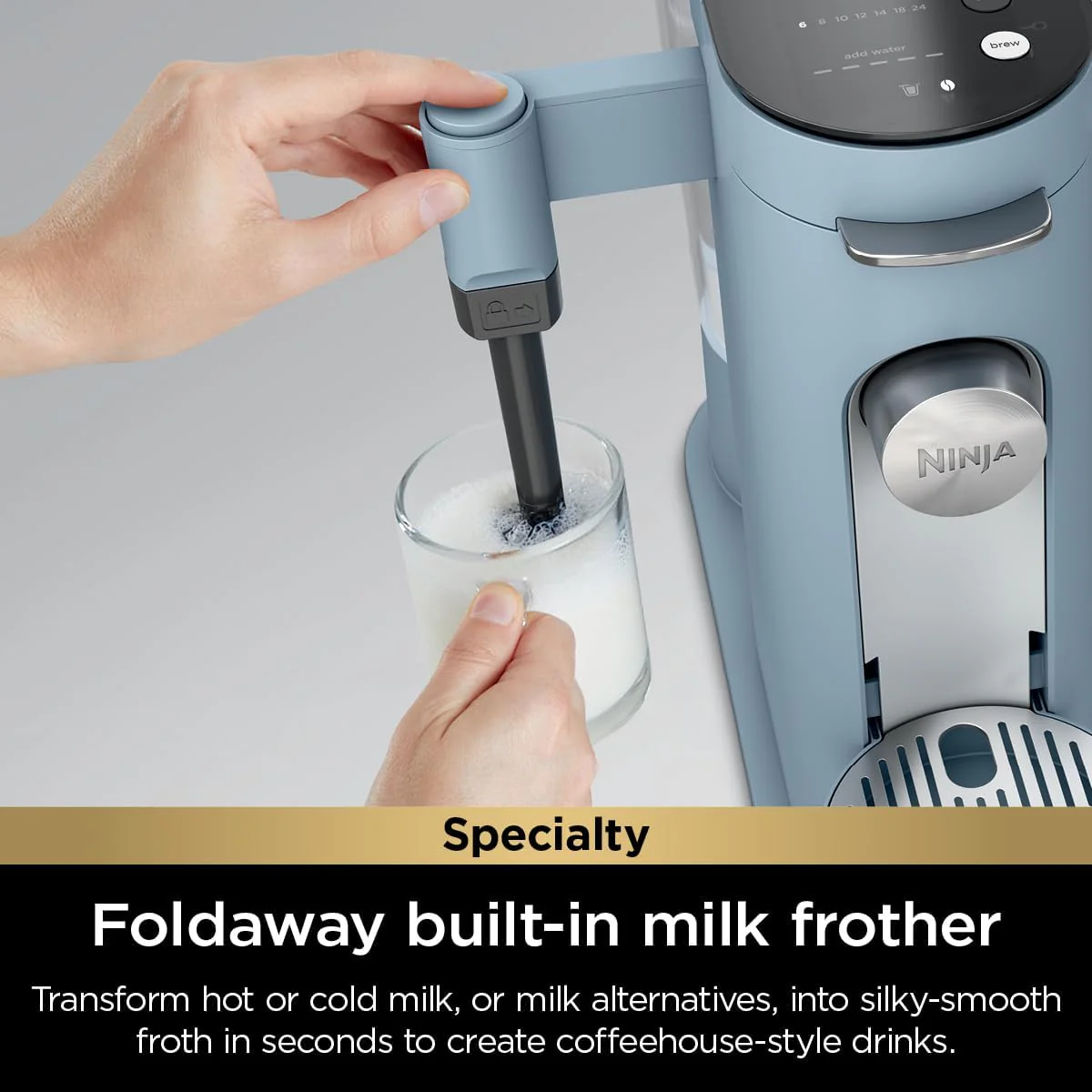 Ninja Pods & Grounds Single-Serve Coffee Maker, K-Cup Pod Compatible, Brews Grounds, Compact Design, 56-oz. Reservoir, 6-oz. Cup to 24-oz. Travel Mug Brew Sizes, Iced Coffee Maker, Stone, PB041ST