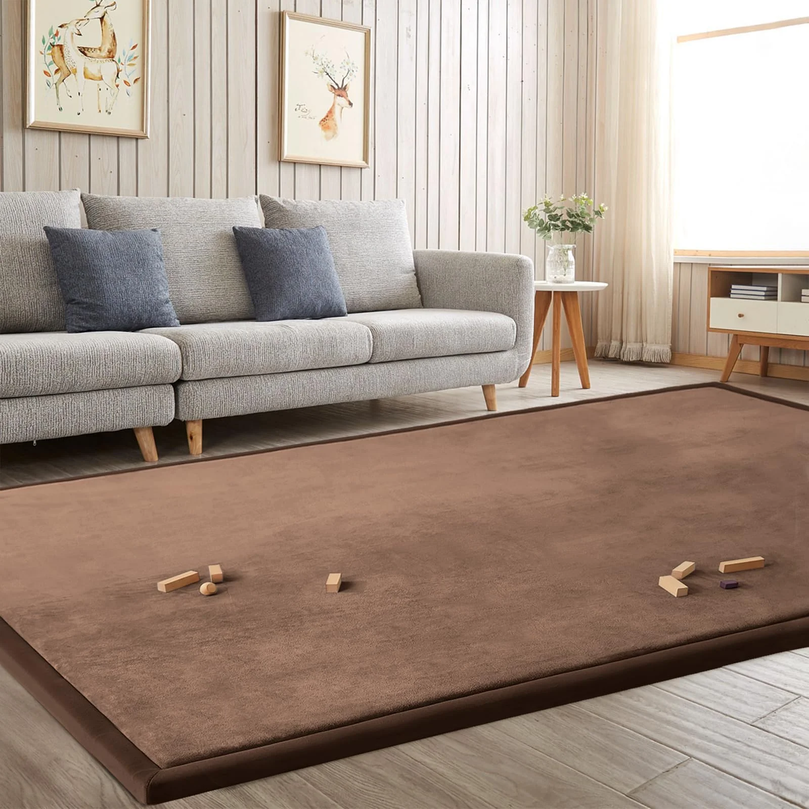 Baby Play Mat Nursery Rug - 9’2” X 6’7” Memory Foam Area Rug Soft Padded Carpet - 1