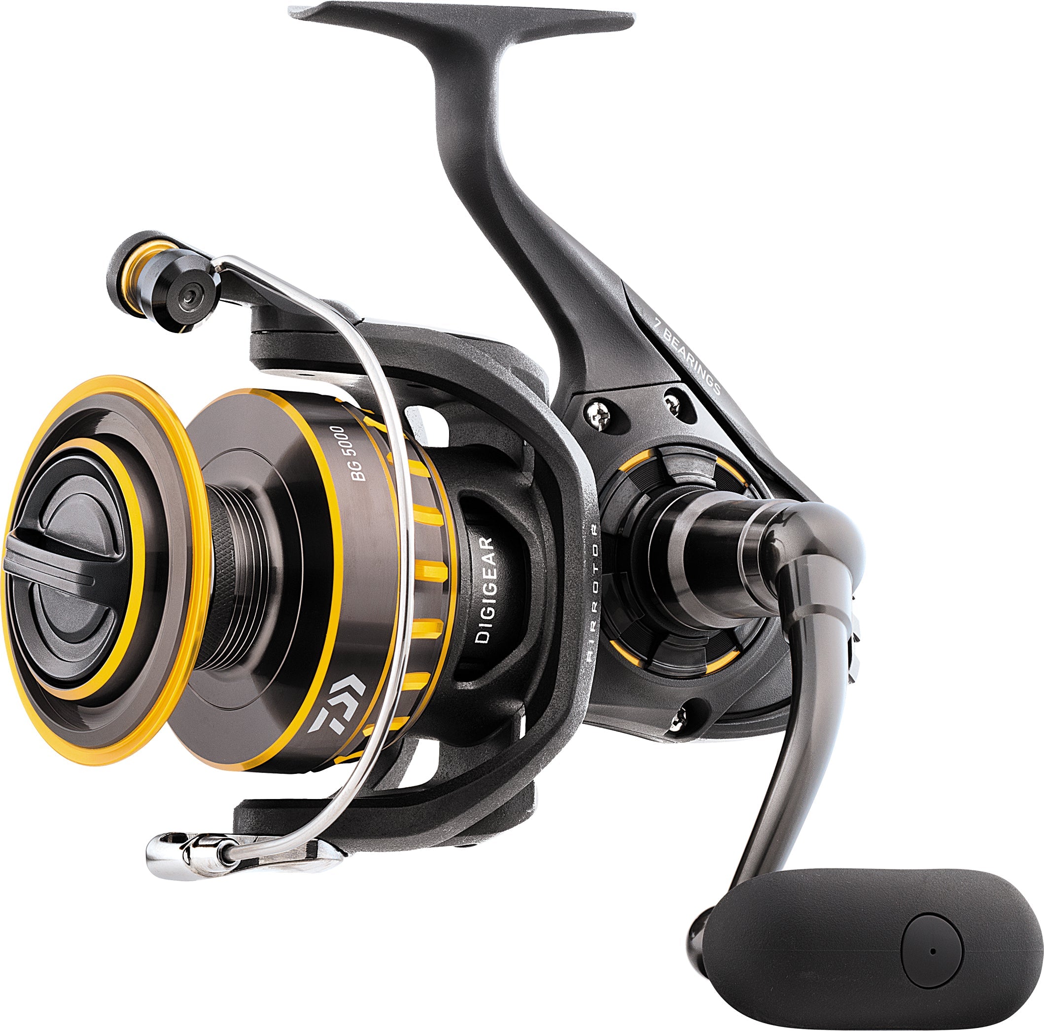 Daiwa BG Spinning Reel – Black Anodized Aluminum, Digigear System, Air Rotor, Waterproof Drag for Freshwater & Saltwater Fishing