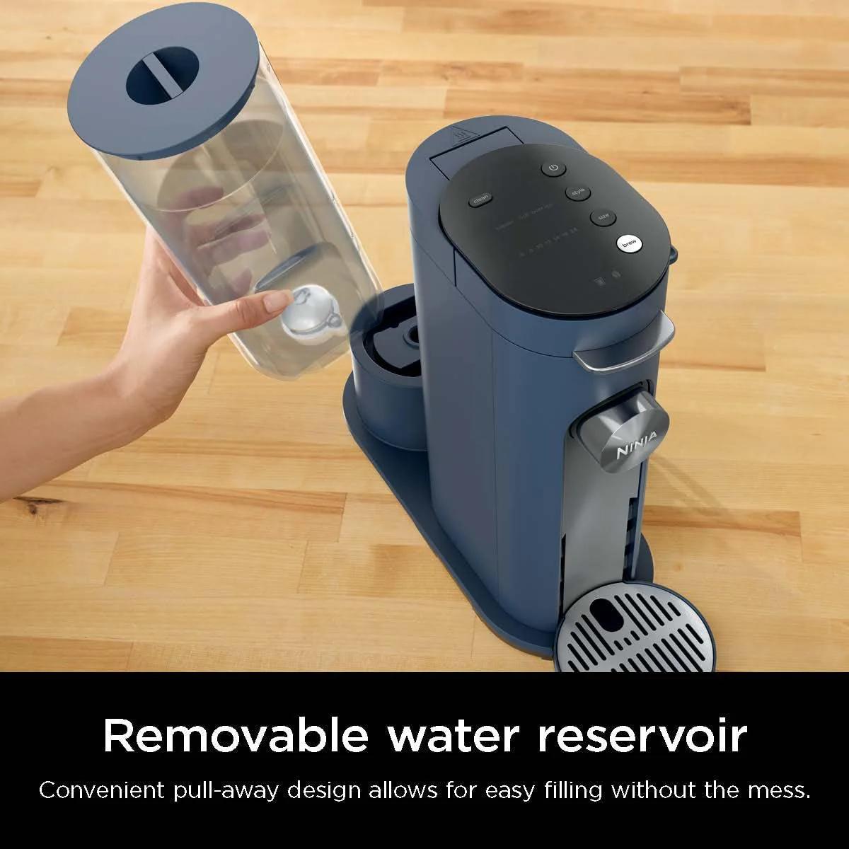 Ninja Pods & Grounds Single-Serve Coffee Maker, K-Cup Pod Compatible, Brews Grounds, Compact Design, 56-oz. Reservoir, 6-oz. Cup to 24-oz. Travel Mug Brew Sizes, Iced Coffee Maker, Stone, PB041ST