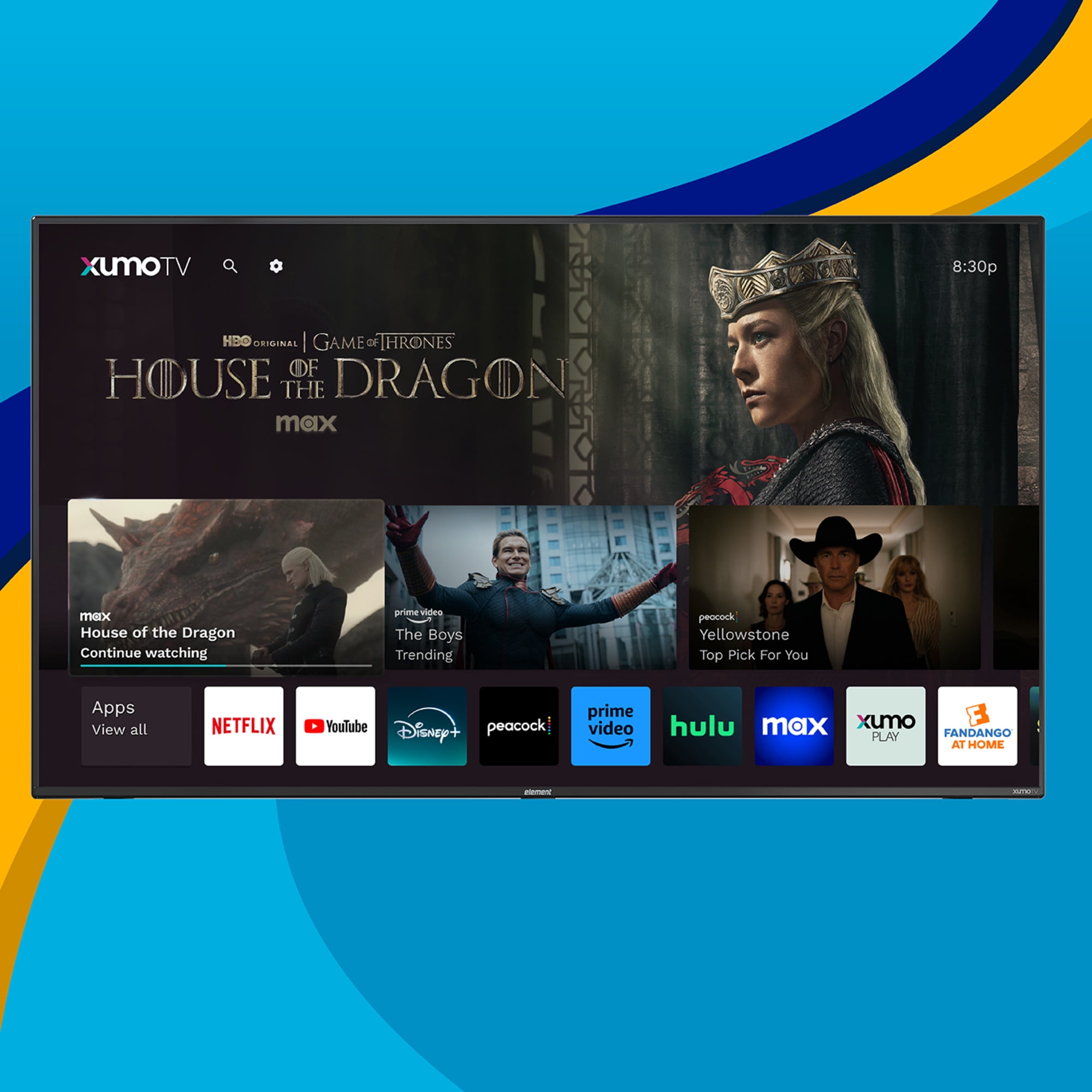 Element 43′′ 4K UHD Xumo Smart TV with Dolby Vision HDR & 120Hz Refresh Rate