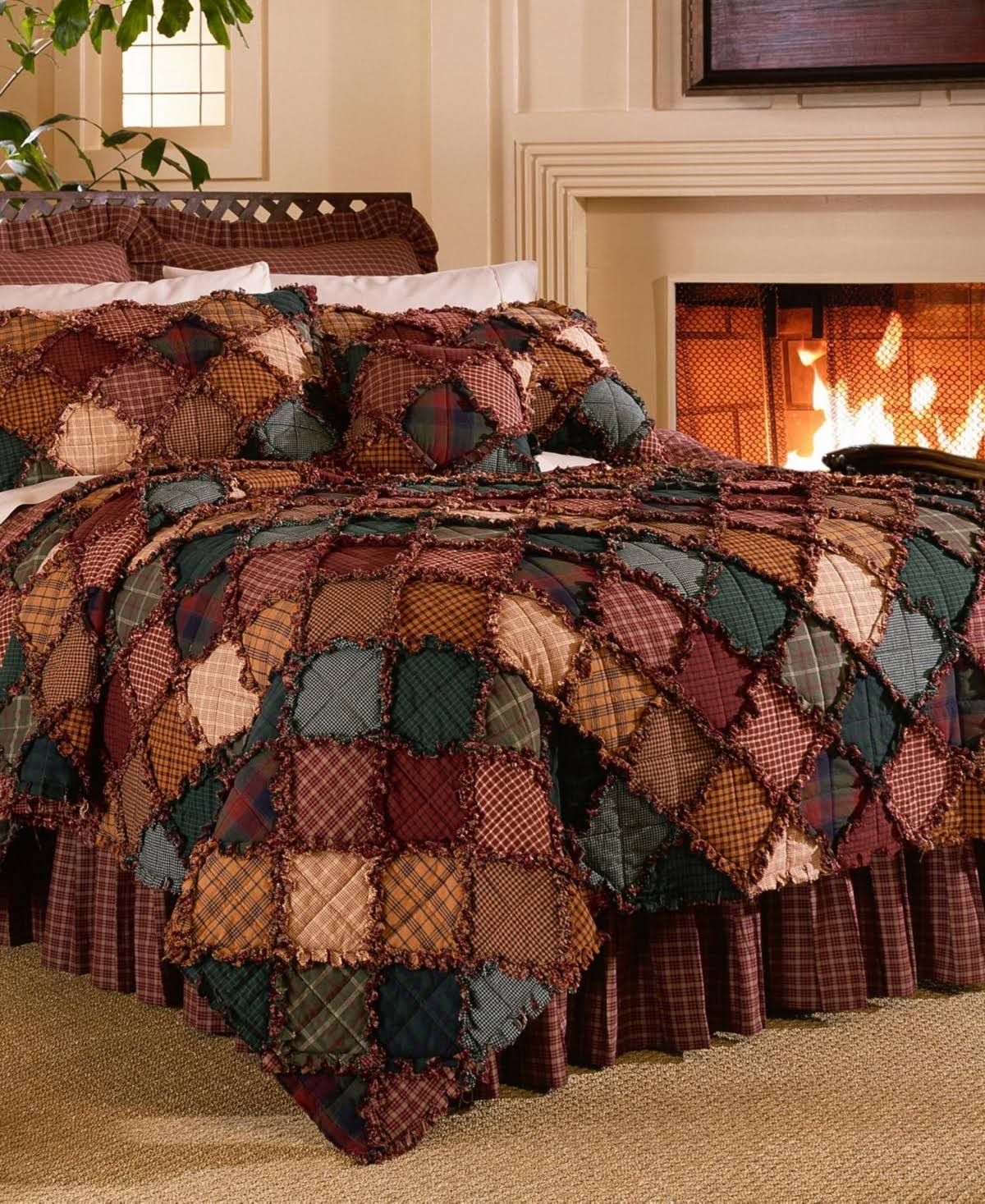 Donna Sharp Campfire Queen Quilt Set – 3-Piece Brown Cotton Bedding with Shams
