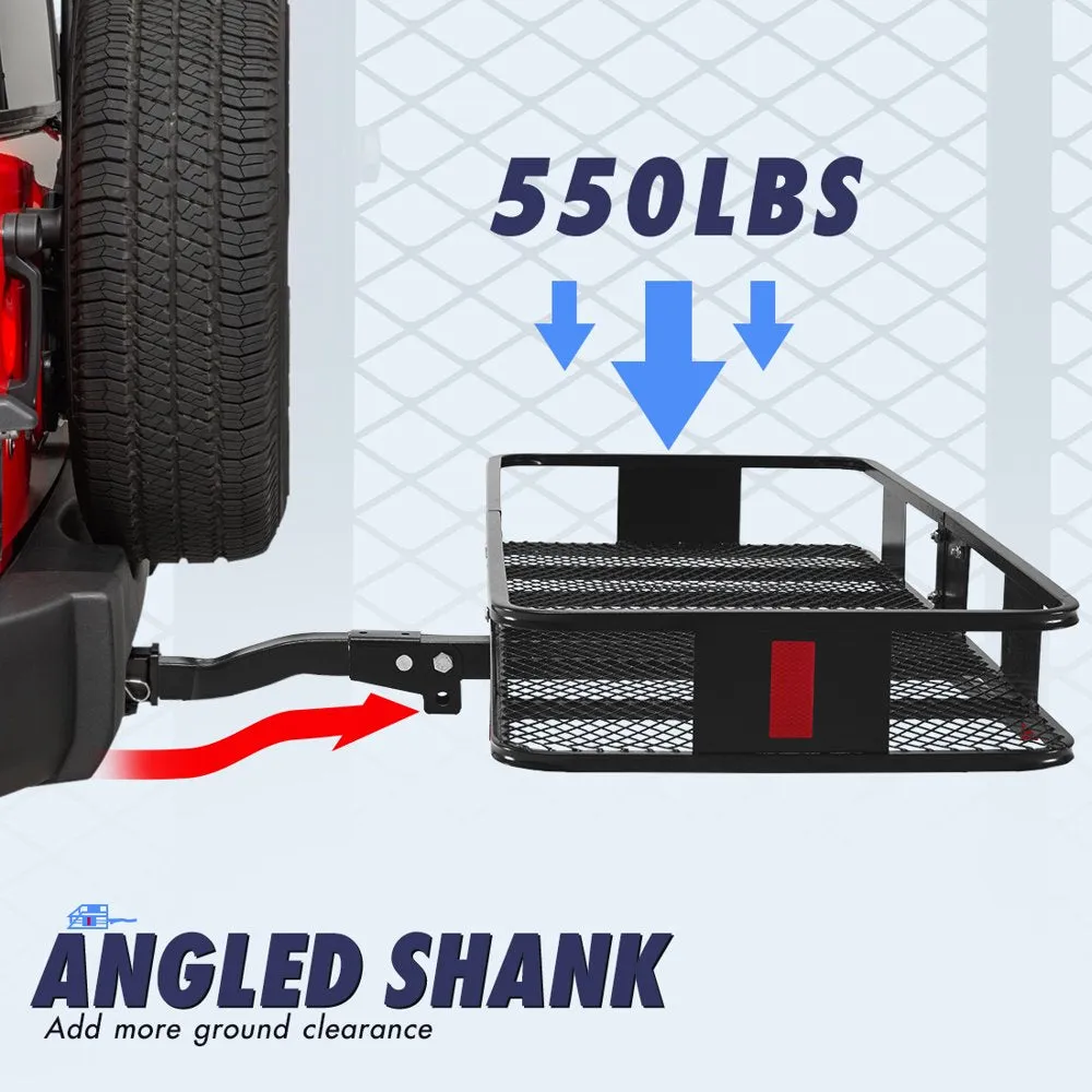 King Bird 60′′x24′′x6′′ Folding Hitch Cargo Carrier with Waterproof Bag & Straps, 550 lbs Capacity, Fits 2′′ Receiver