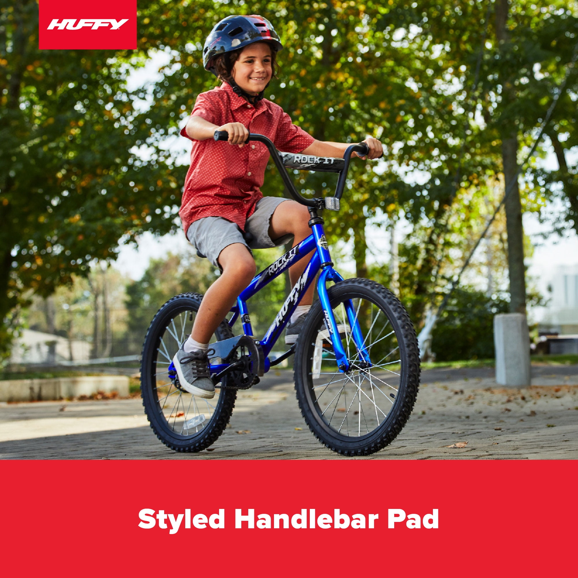 Huffy Rock It 20′′ Kids Bicycle, Royal Blue, Ages 5+, Single-Speed, Training Wheels