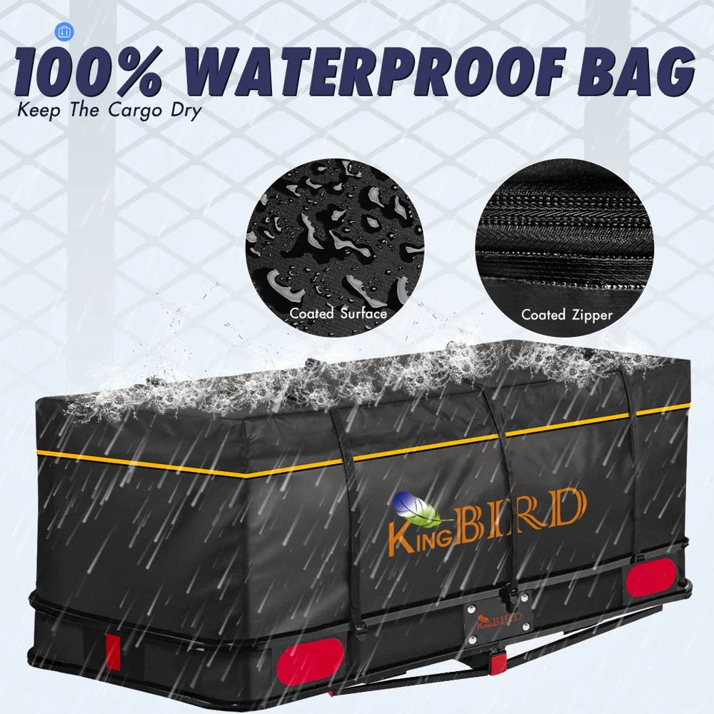 King Bird 60′′x24′′x6′′ Folding Hitch Cargo Carrier with Waterproof Bag & Straps, 550 lbs Capacity, Fits 2′′ Receiver