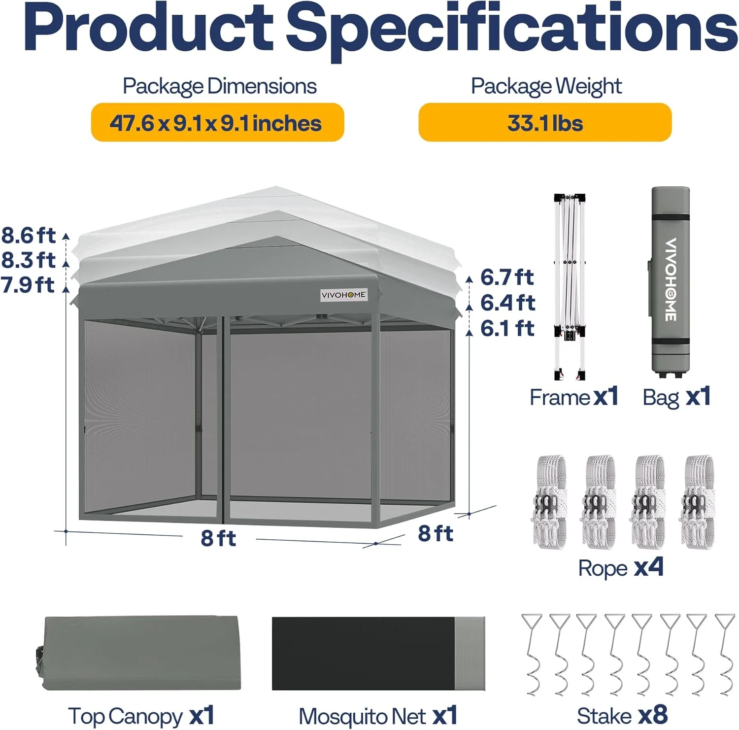 10x10ft Easy Pop-Up Canopy, Outdoor Screen Tent with Mosquito Netting, 2 Zipper Doors, and Roller Bag for Yard Camping Picnic Party Events, Beige