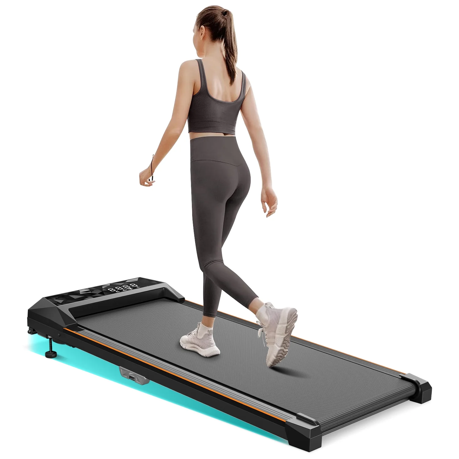 CoolHut Portable 4-in-1 Under Desk Treadmill, LED Display, Remote Control, 265 lb Capacity, No Installation Needed
