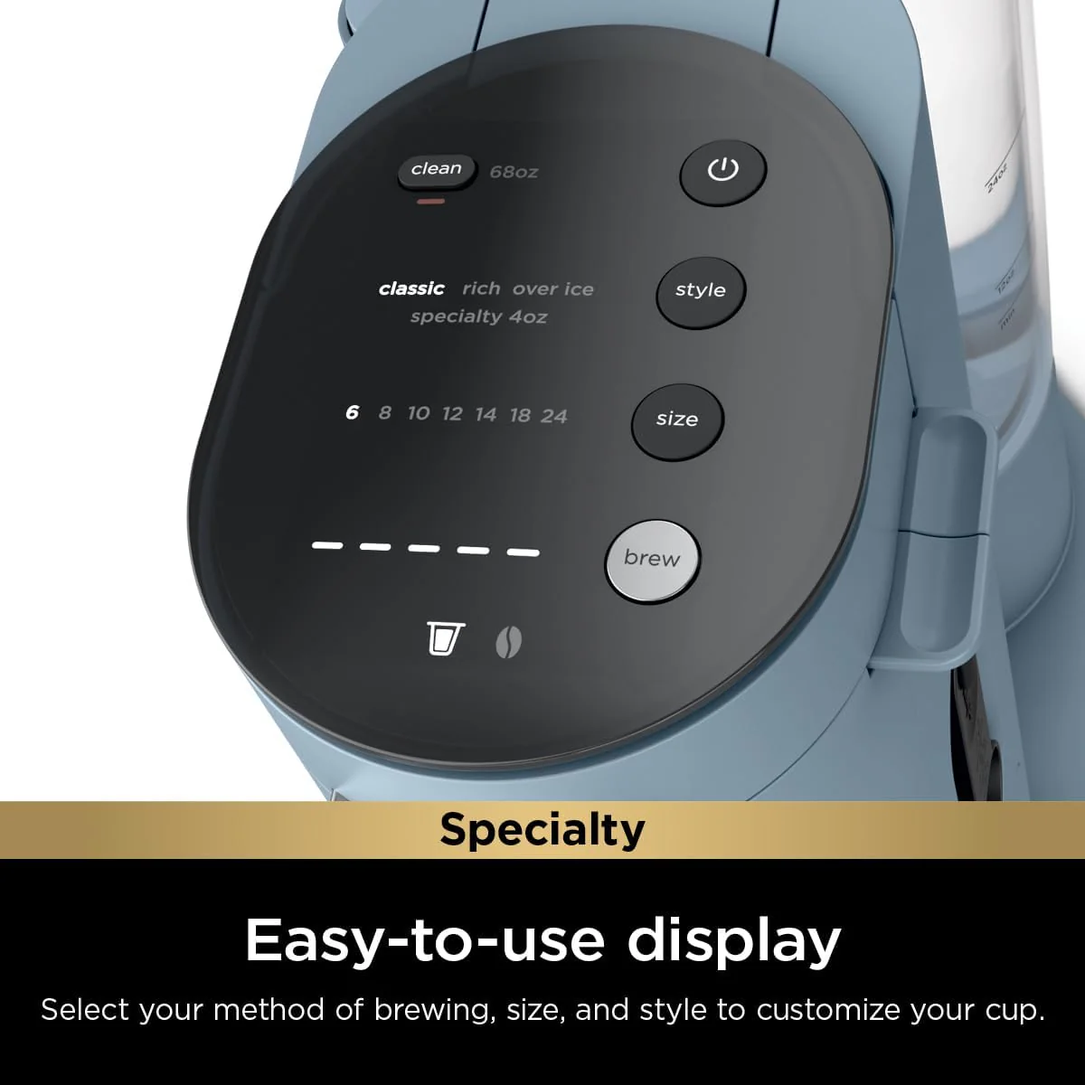 Ninja Pods & Grounds Single-Serve Coffee Maker, K-Cup Pod Compatible, Brews Grounds, Compact Design, 56-oz. Reservoir, 6-oz. Cup to 24-oz. Travel Mug Brew Sizes, Iced Coffee Maker, Stone, PB041ST