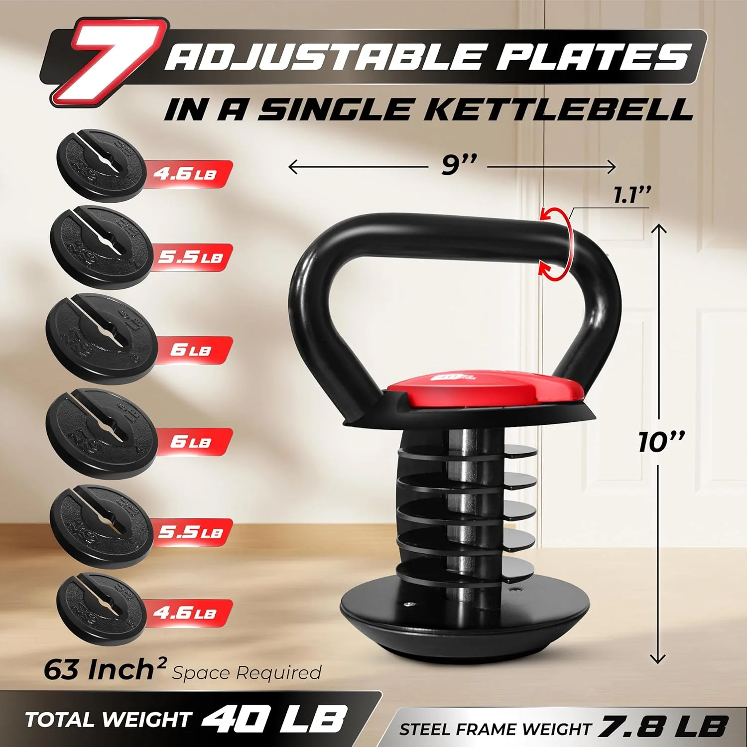 Yes4All Adjustable Kettlebell, Kettle Grip, Kettlebell Handle, Convert to Kettlebells Weight Set