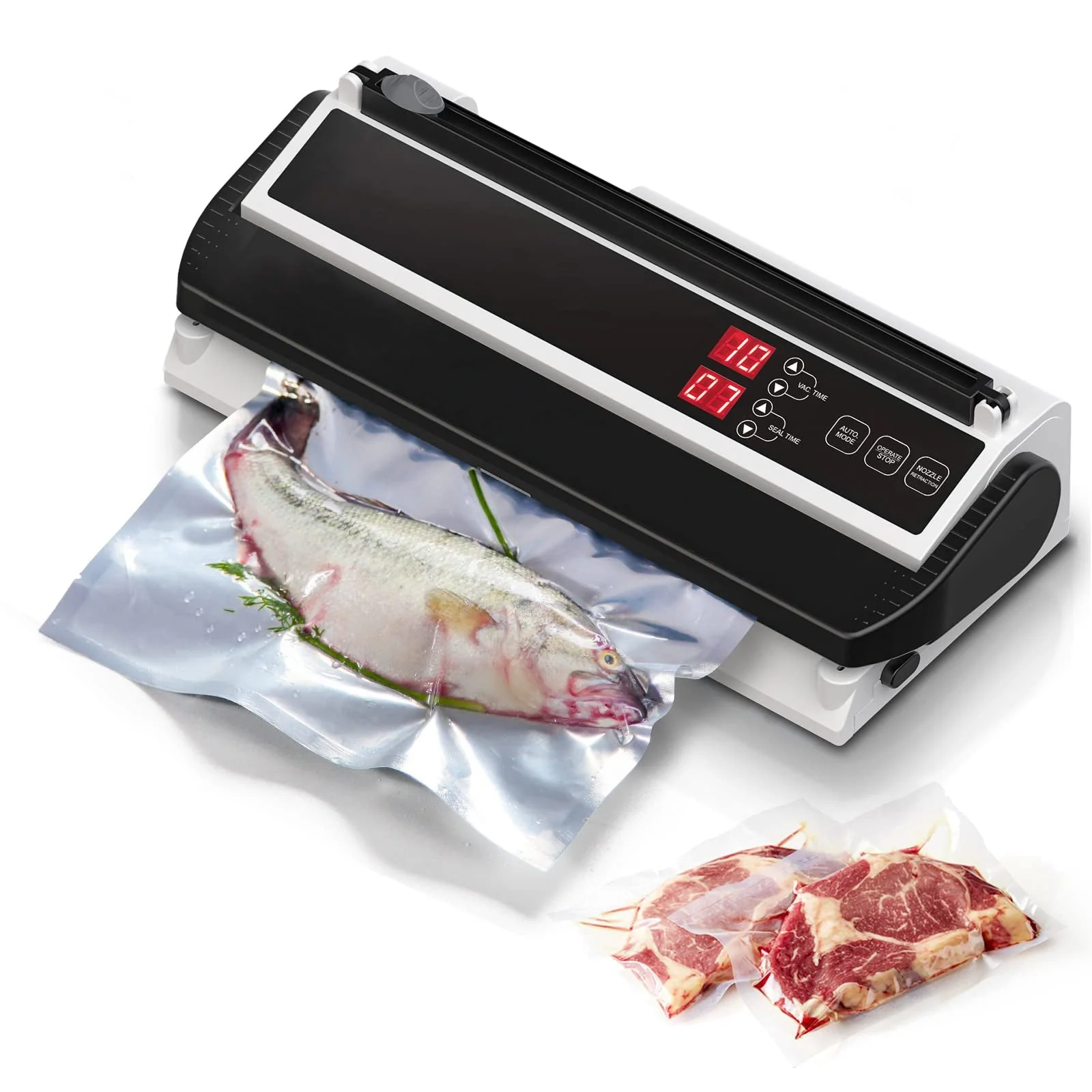 Vacuum Sealer Machine for Food Preservation, Nozzle Type, Compatible with Mylar Bags